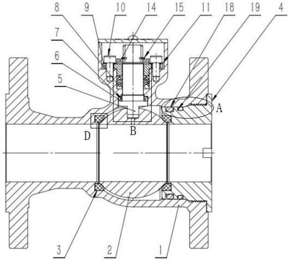 Dustproof low-torque one-piece type gas ball valve