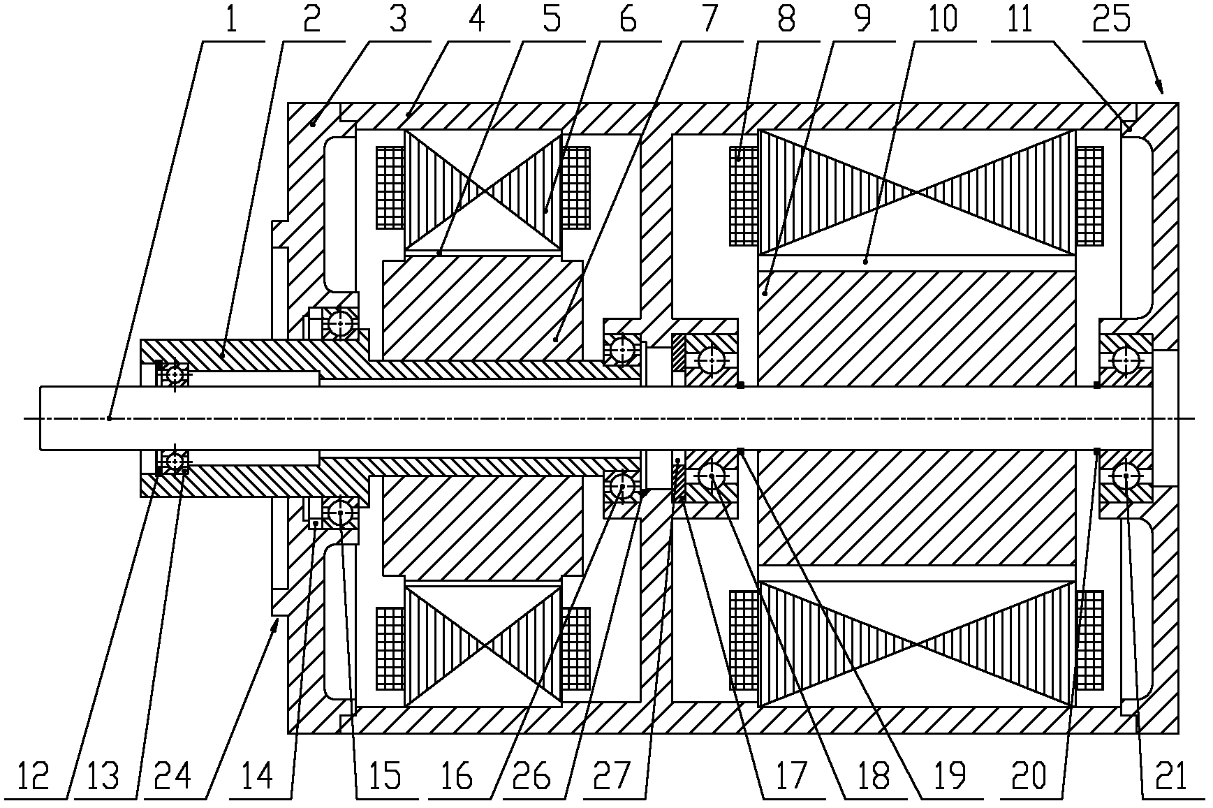 Integrated double-output coaxial motor