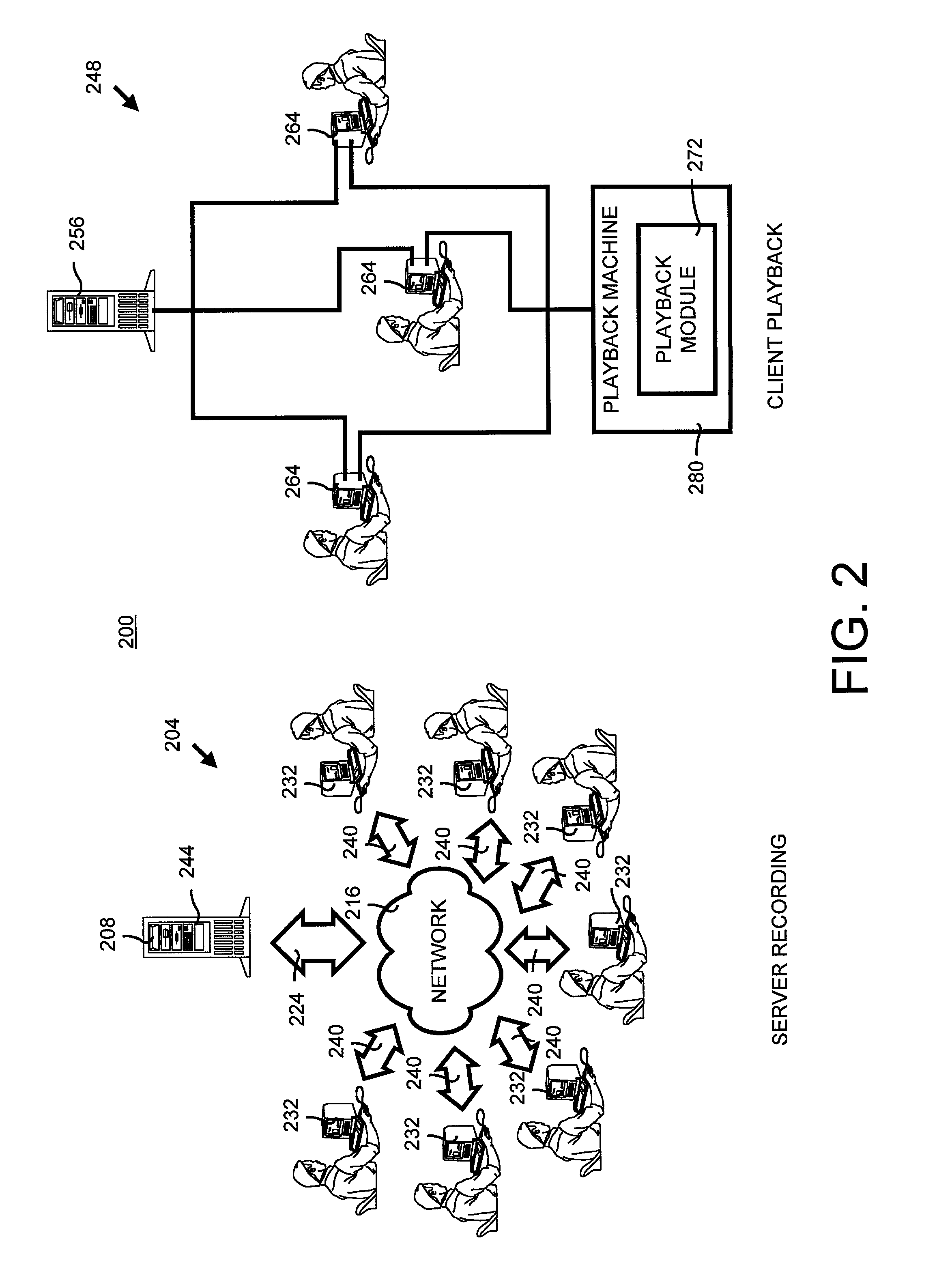 Server recording and client playback of computer network characteristics