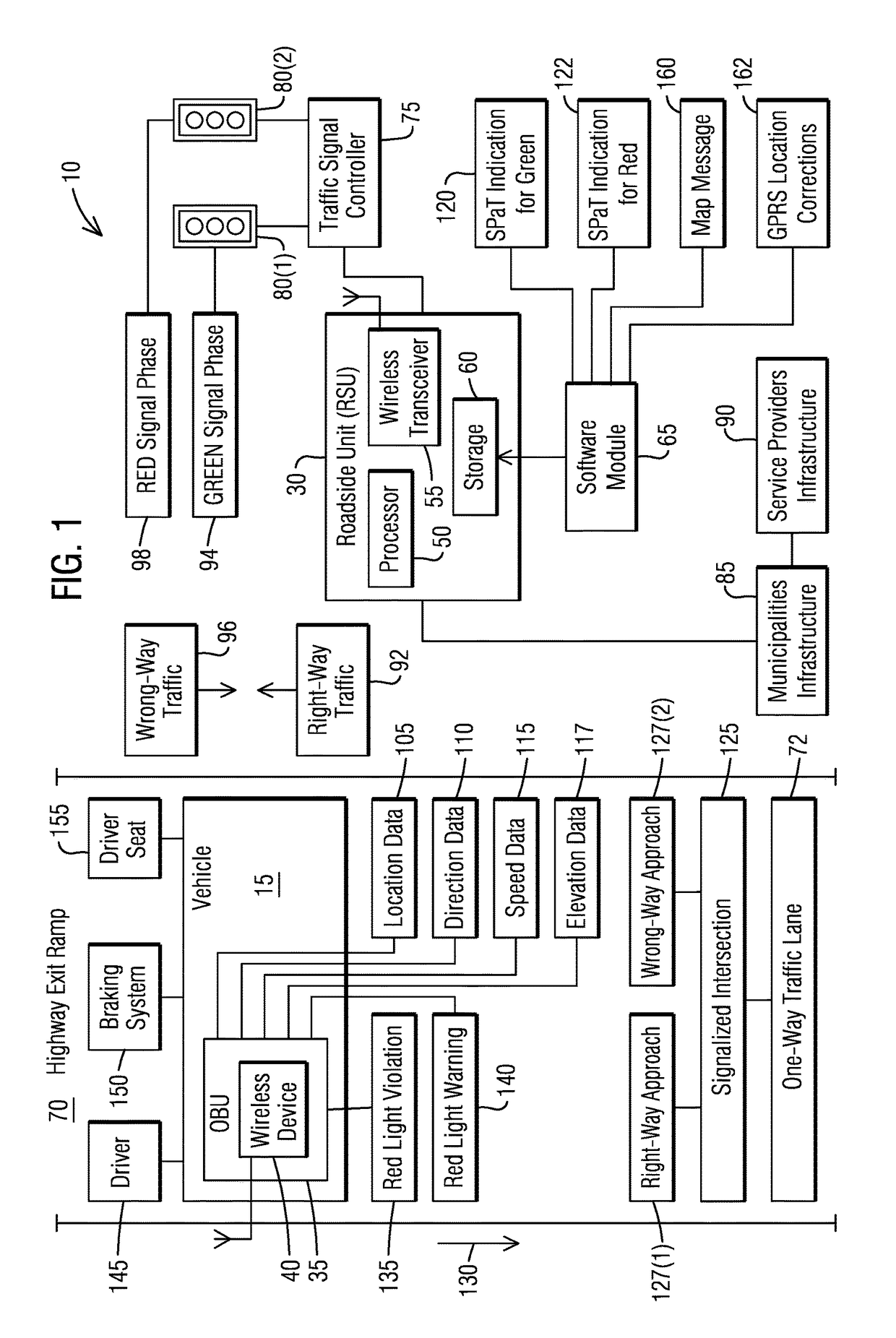 Connected vehicle traffic safety system and a method of warning drivers of a wrong-way travel