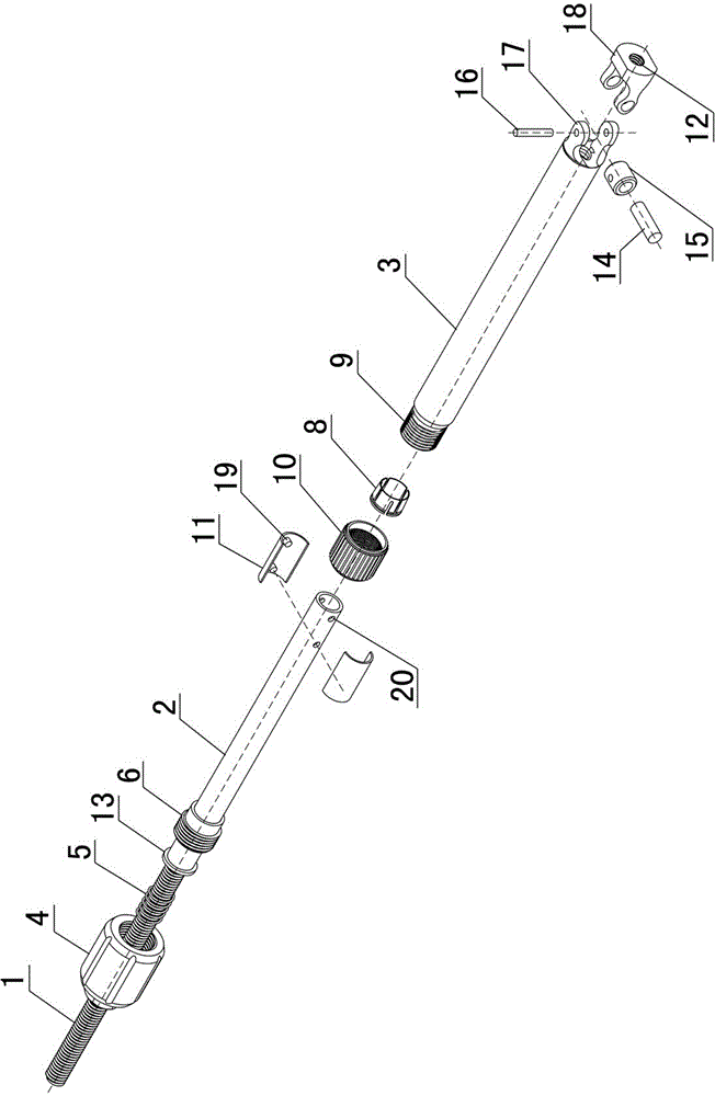 Fast drawing extension rod