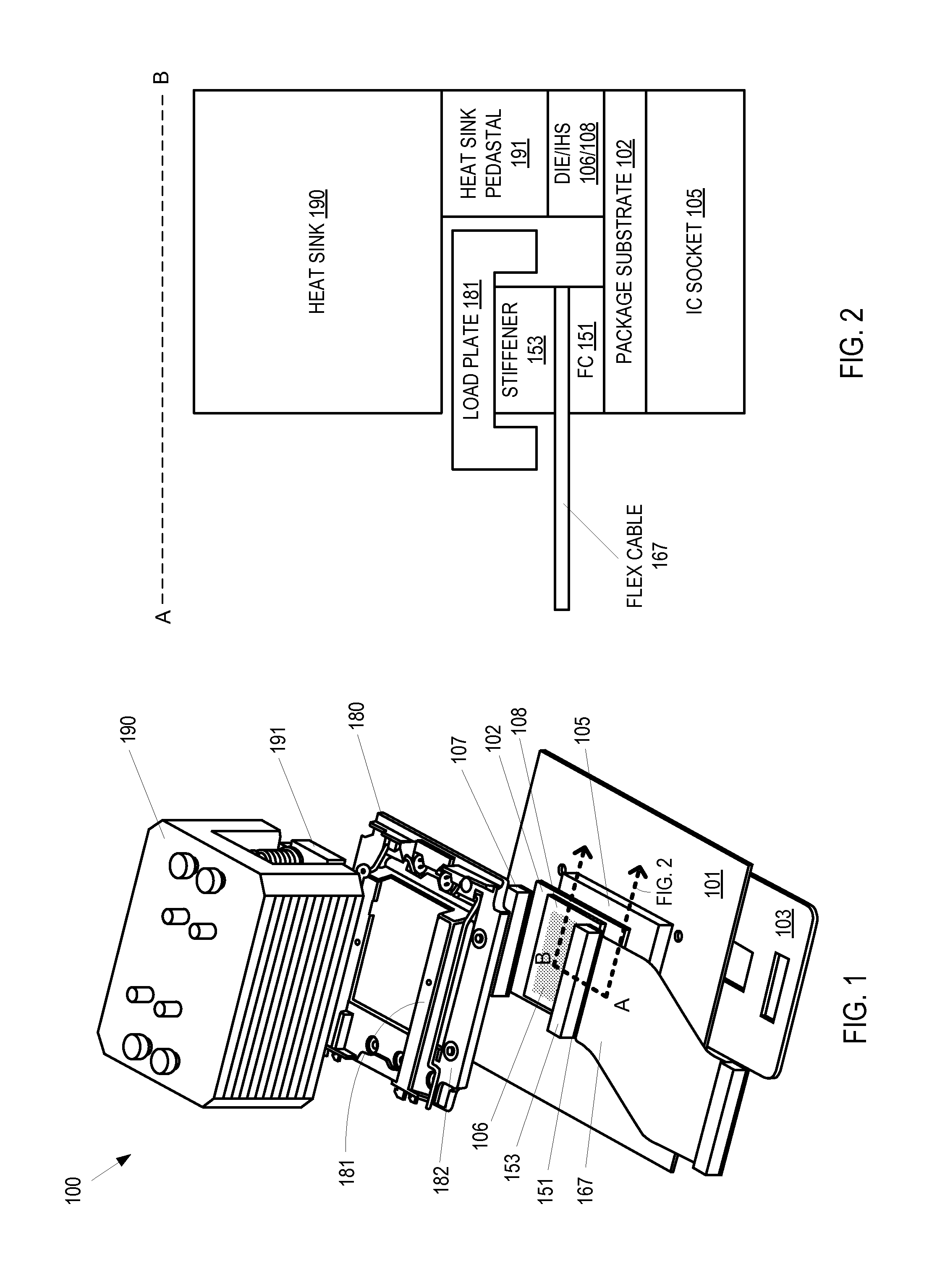 Low profile zero/low insertion force package top side flex cable connector architecture