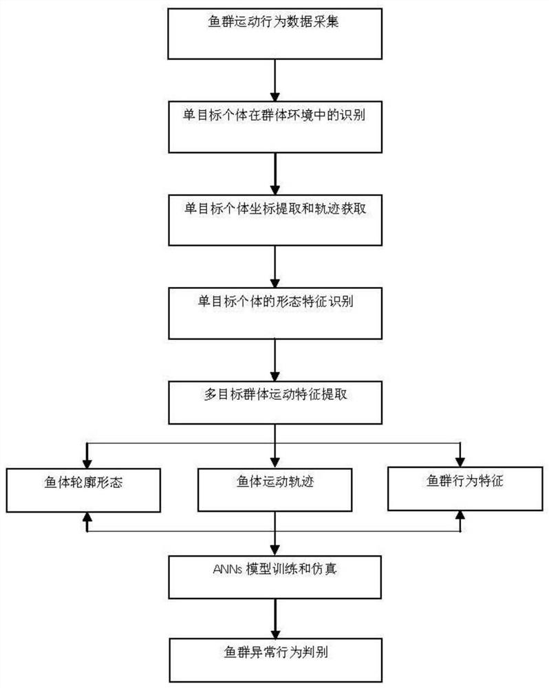 Fish school motion behavior parameter extraction and analysis method under breeding background condition