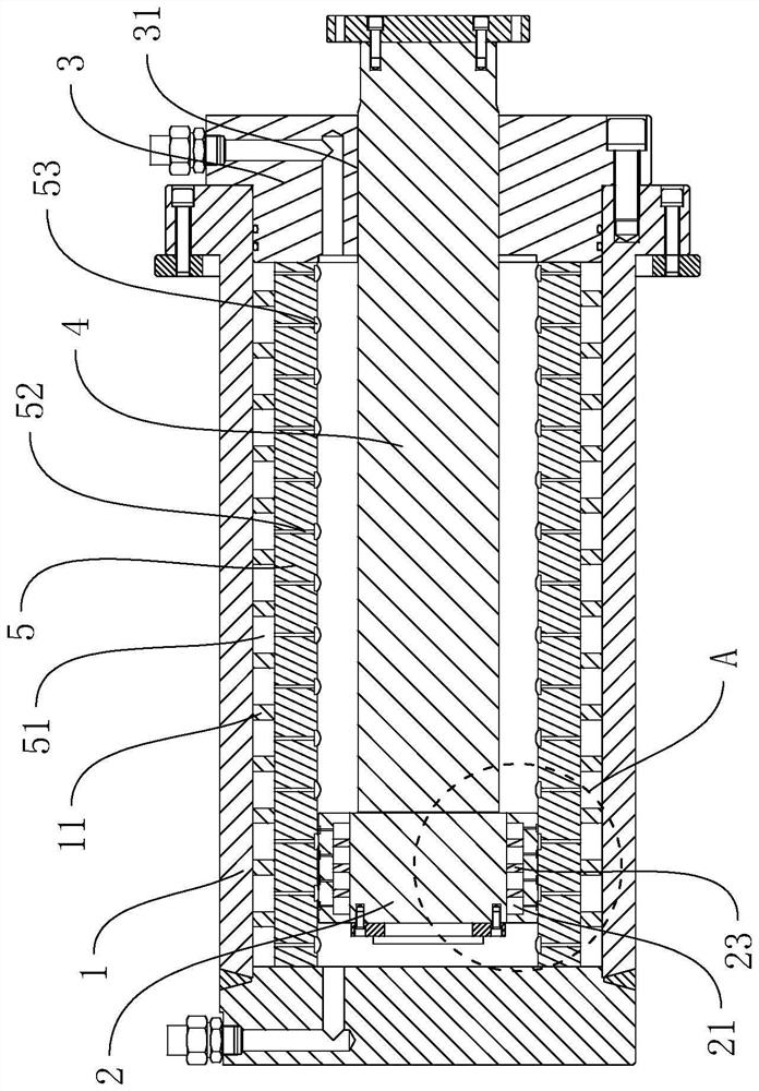 Energy-saving gap sealing type hydraulic cylinder and detection equipment applying same