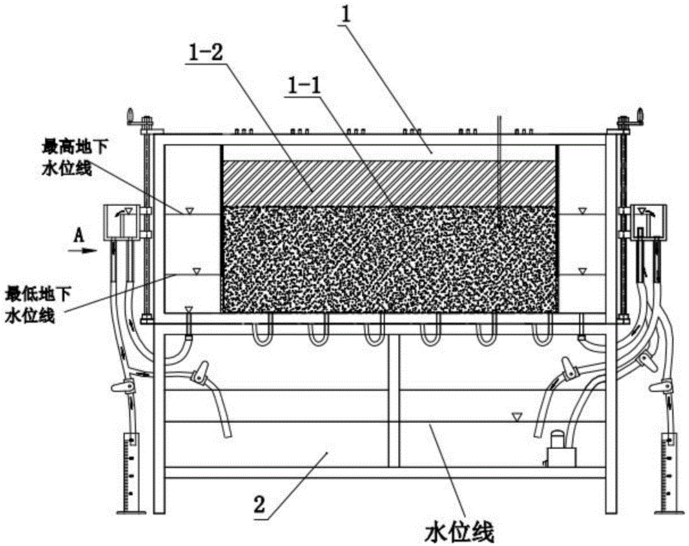 Water-air two-phase flow simulation experiment device for two-layer medium and using method of water-air two-phase flow simulation experiment device