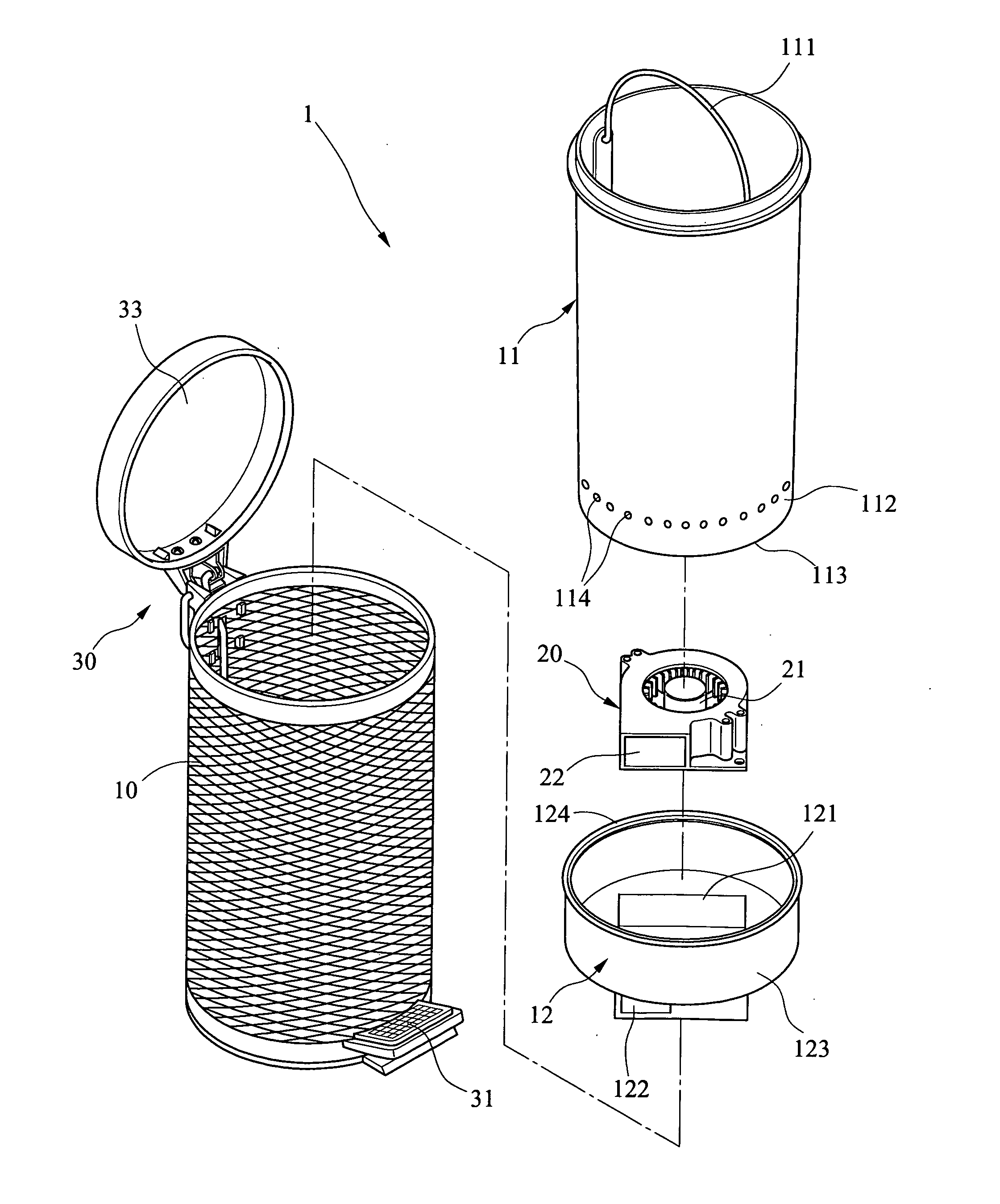 Trash can with function of sucking litterbag