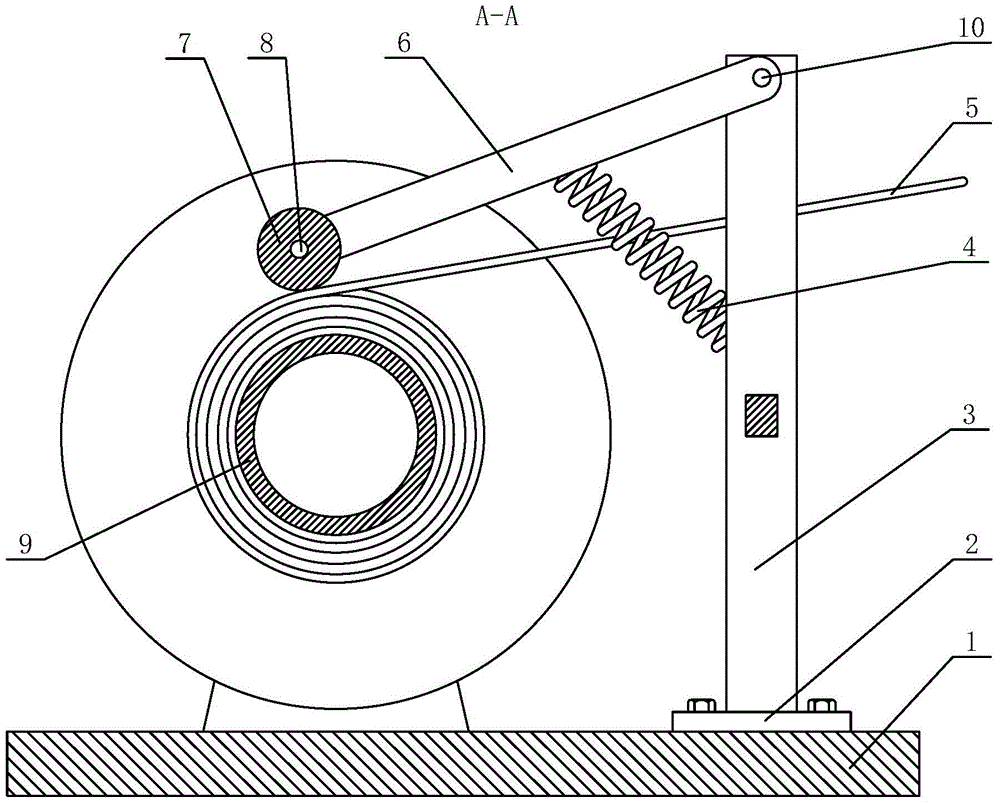 Rope pressing device for mining winch rope guider