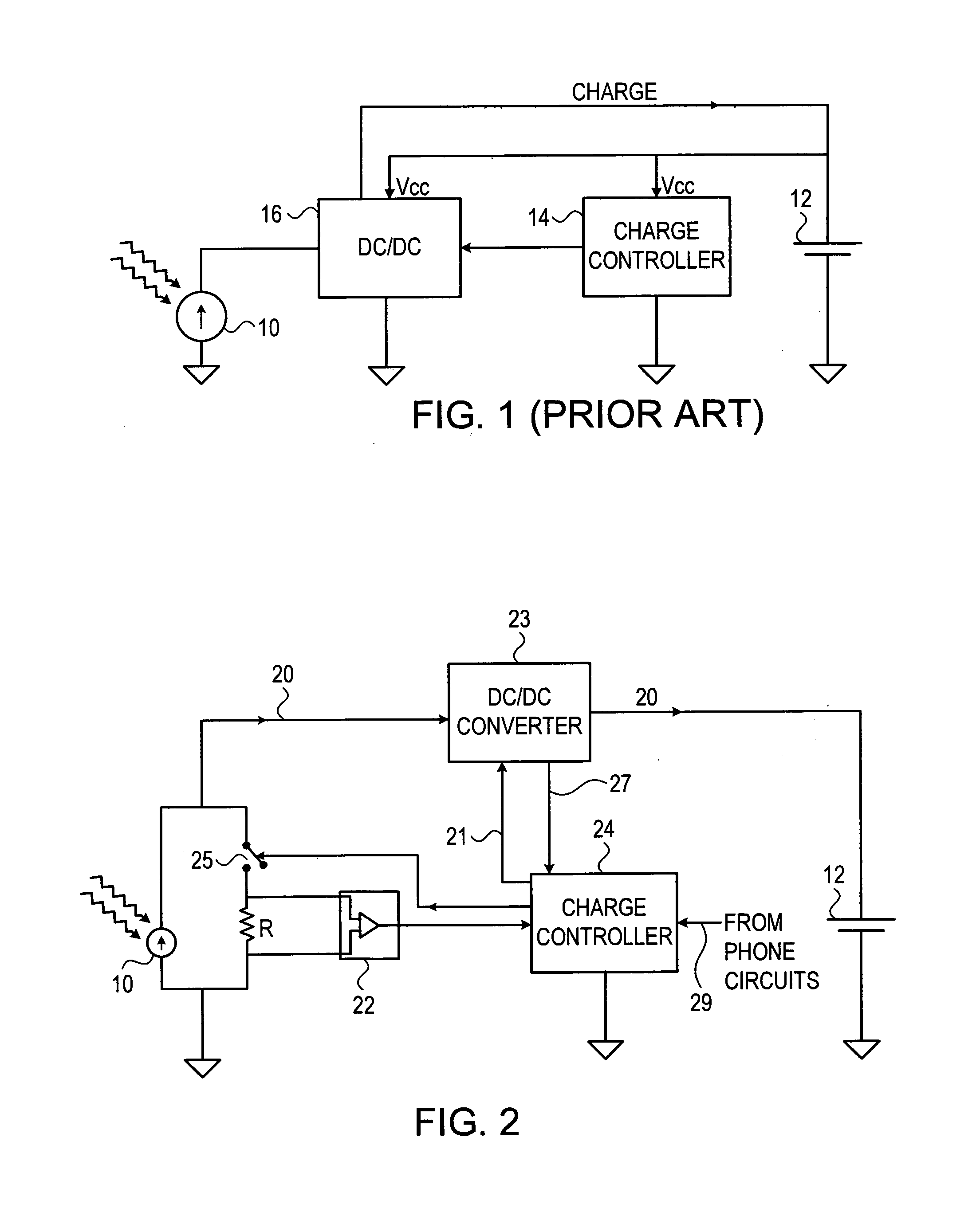 Solar cell charging control