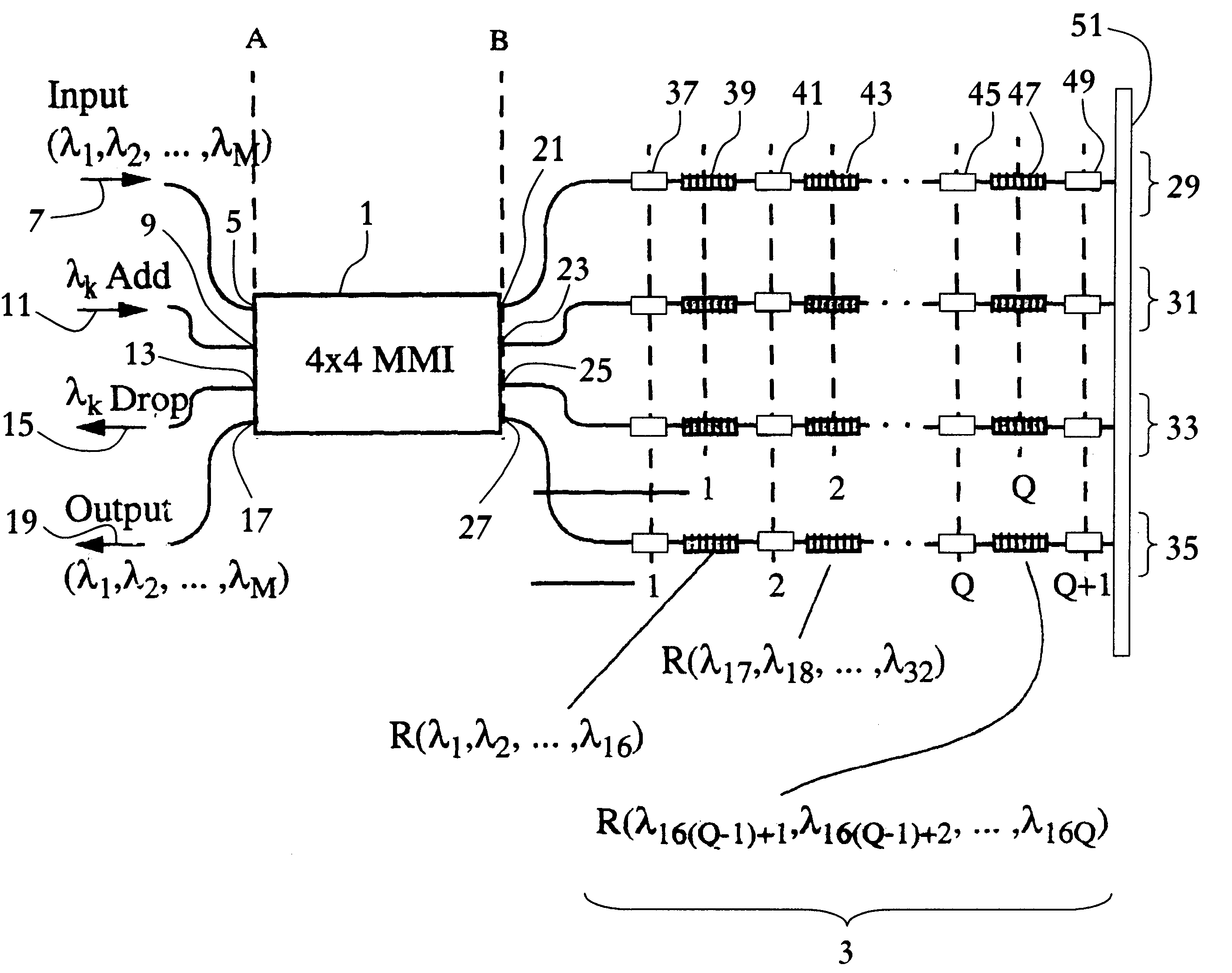 Bragg grating assisted MMIMI-coupler for tunable add-drop multiplexing