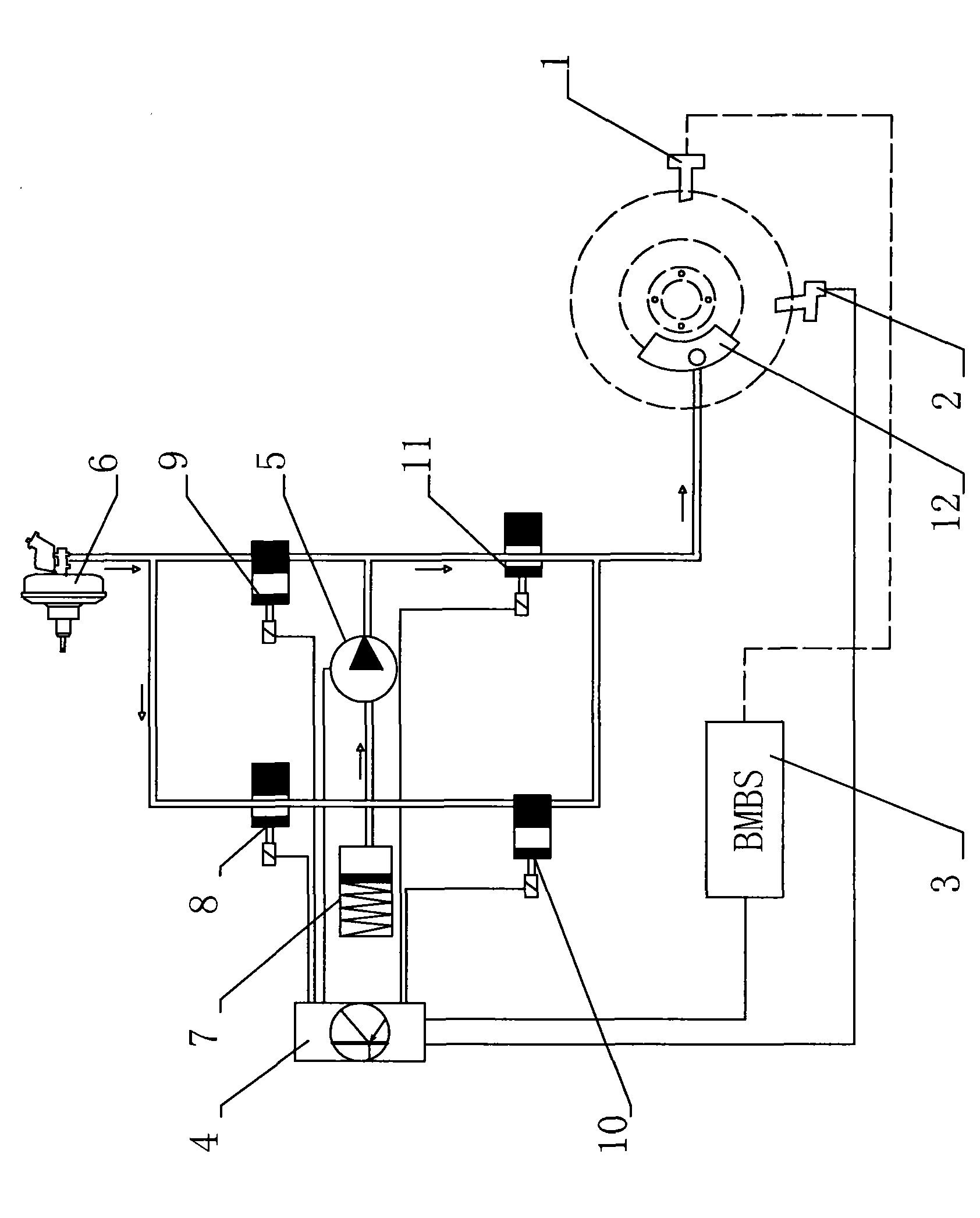 Anti-lock system-based tyre burst braking system