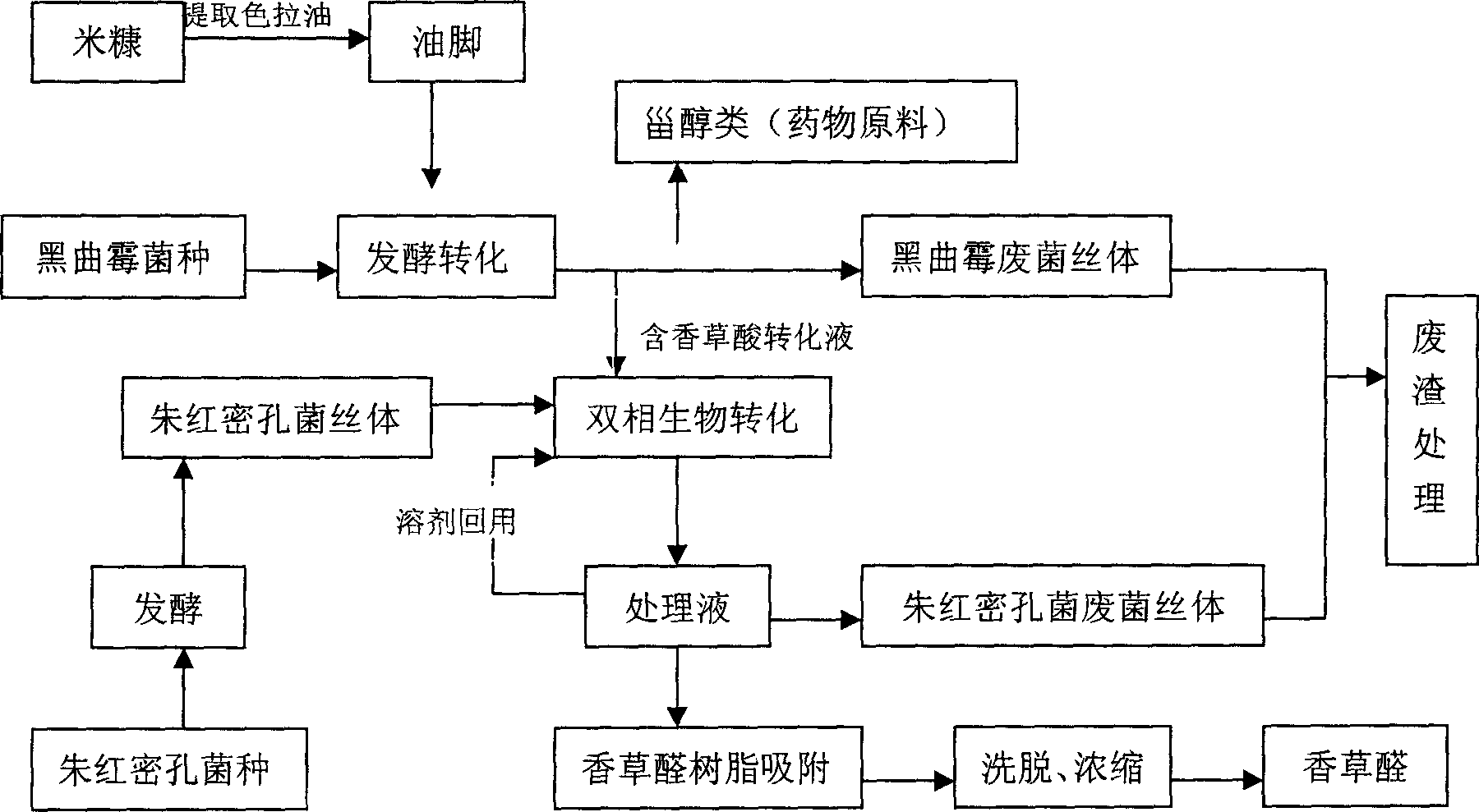 Process for producing vanillic acid and vanillic aldehyde by fermentation transforming bran foots