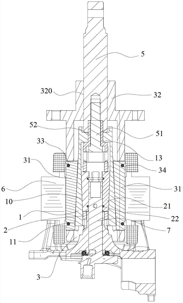 Expansion shaft device used for installing refrigeration compressor motor