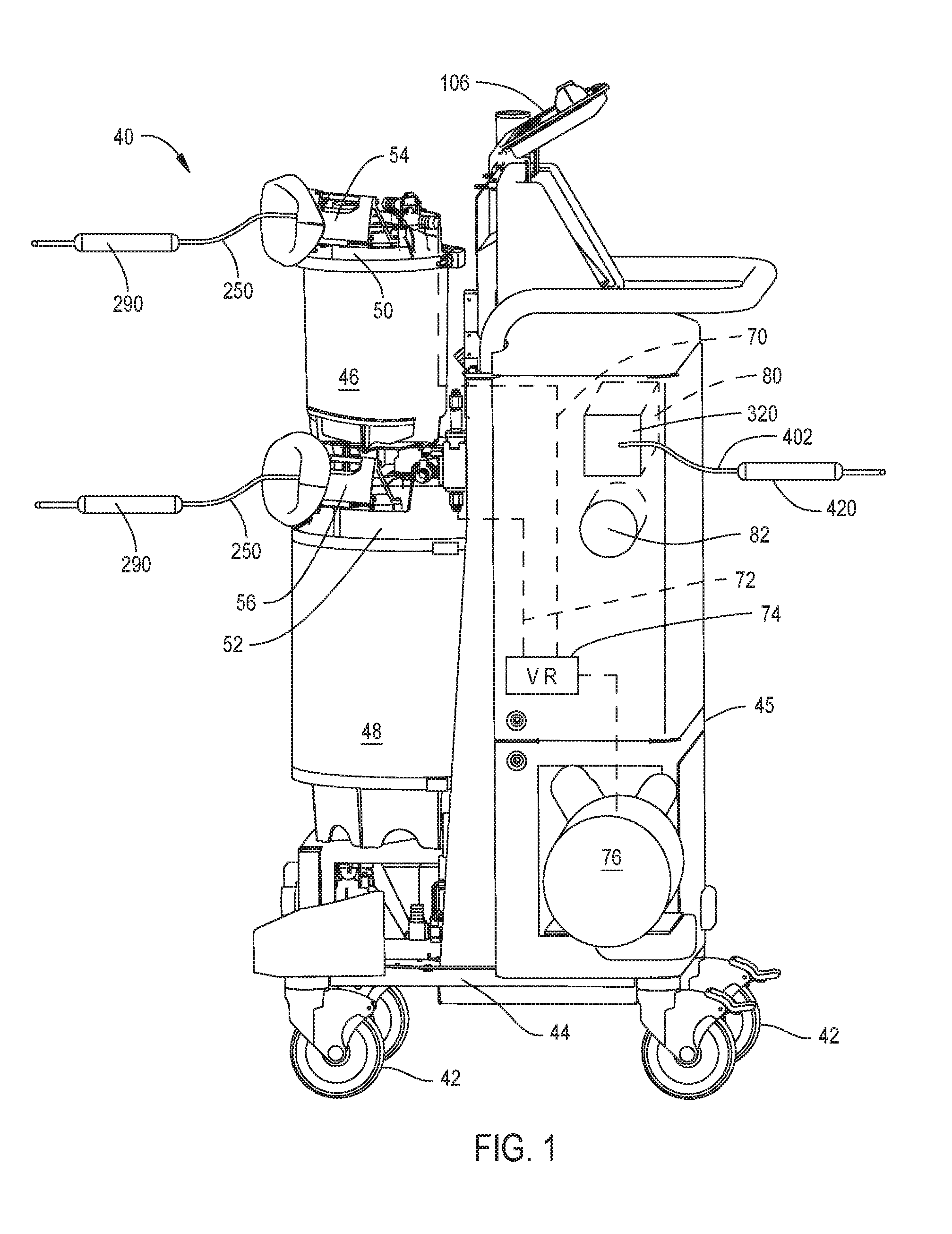 Medical/surgical waste collection unit with a light assembly separate from the primary display, the light assembly presenting information about the operation of the system by selectively outputting light