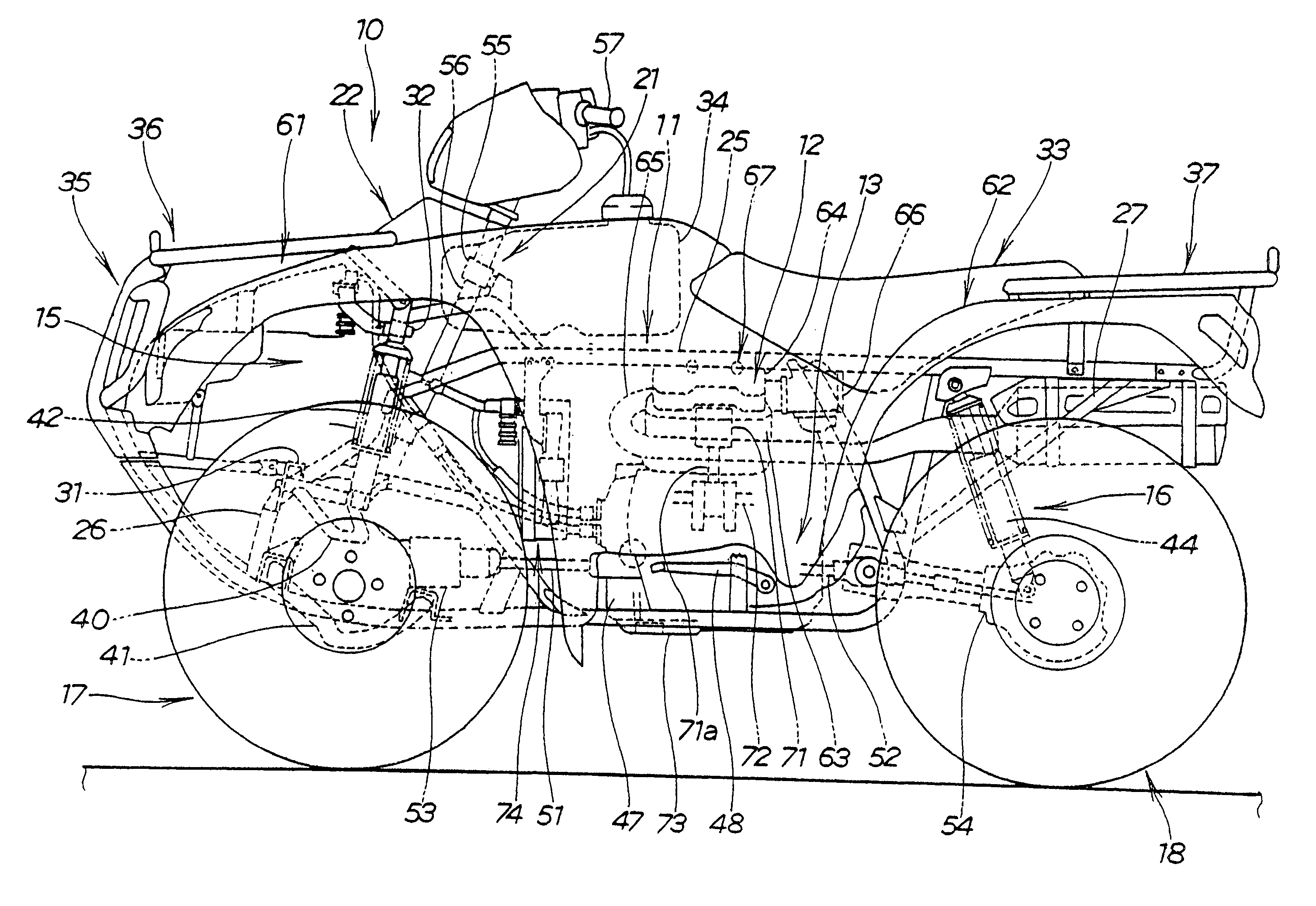 Protector for a saddle ride type all-terrain vehicle