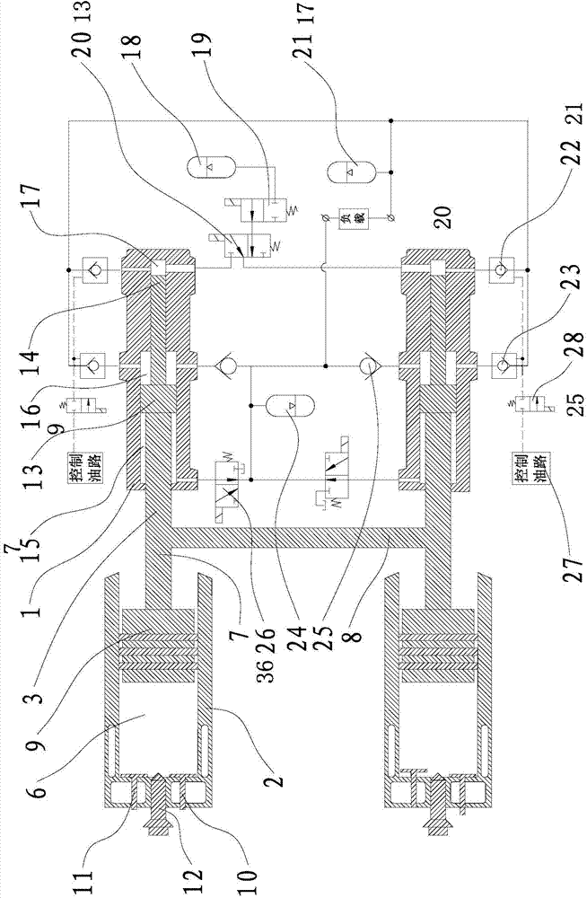 Two-cylinder four-stroke hydraulic free piston engine