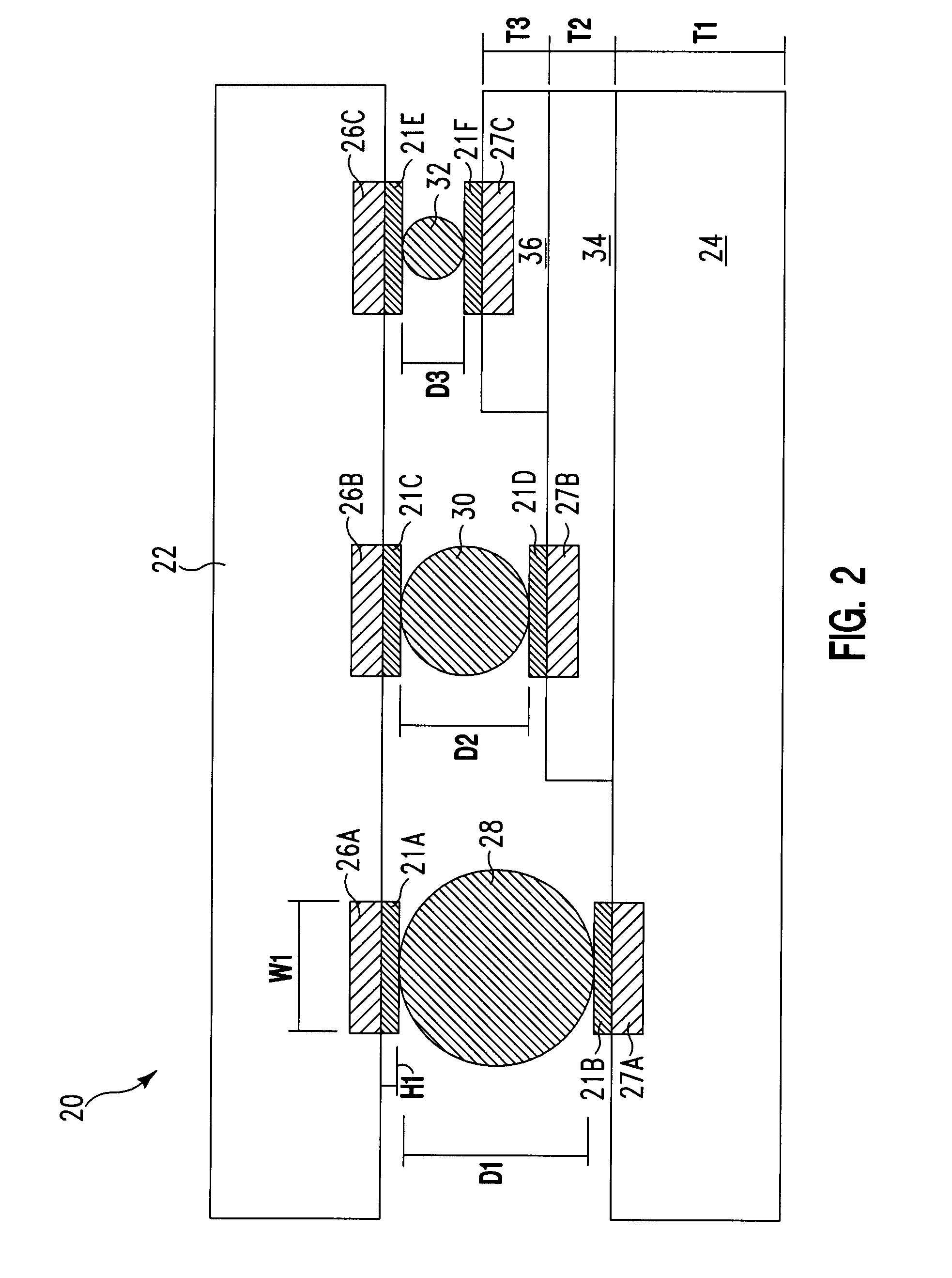 Structure and method for producing multiple size interconnections