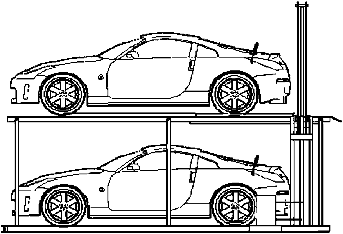 Collision-avoidance-free jacking-type longitudinally-arranged and longitudinally-entered double-layer garage