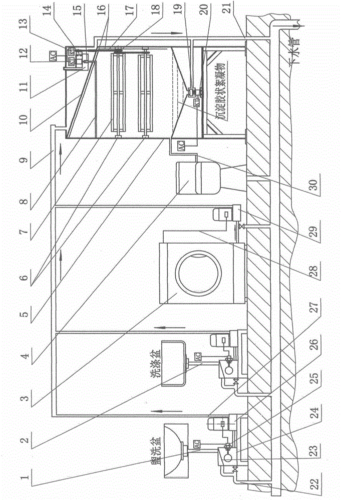 Domestic wastewater reusing device