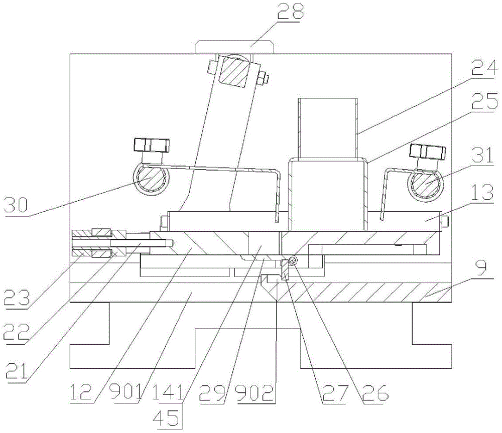 A volume metering device for granular material packaging machine with automatic self-turning plate