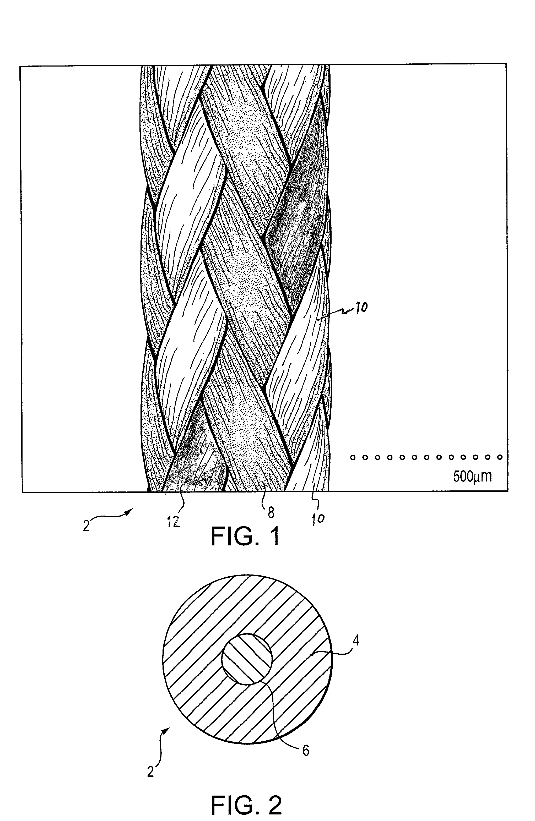 High strength suture with coating and colored trace