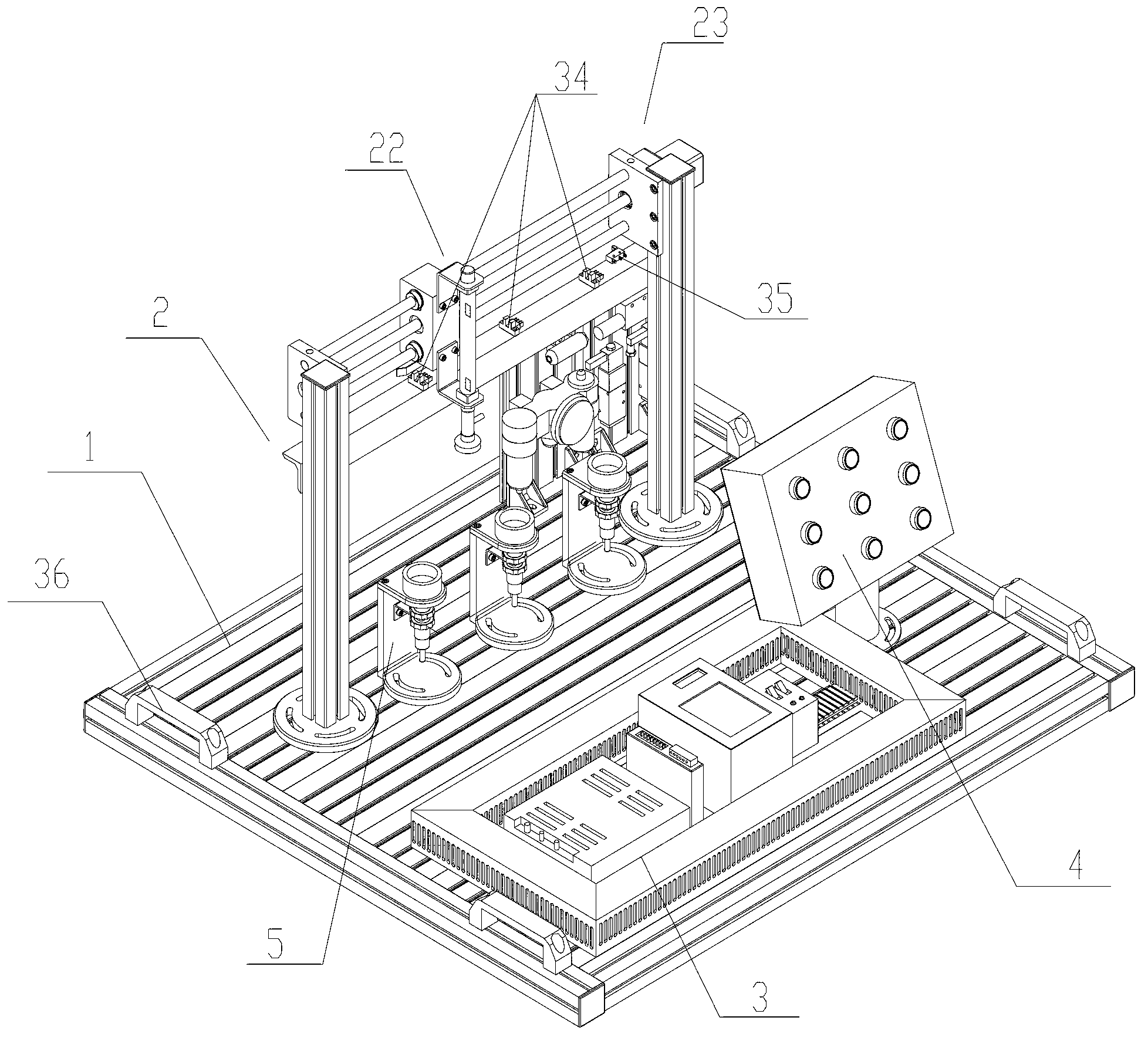 Uniaxial motion control practice training device and feeding and discharging method