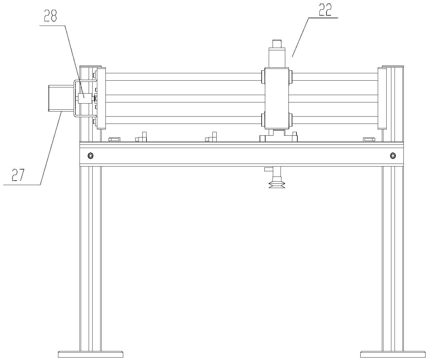 Uniaxial motion control practice training device and feeding and discharging method