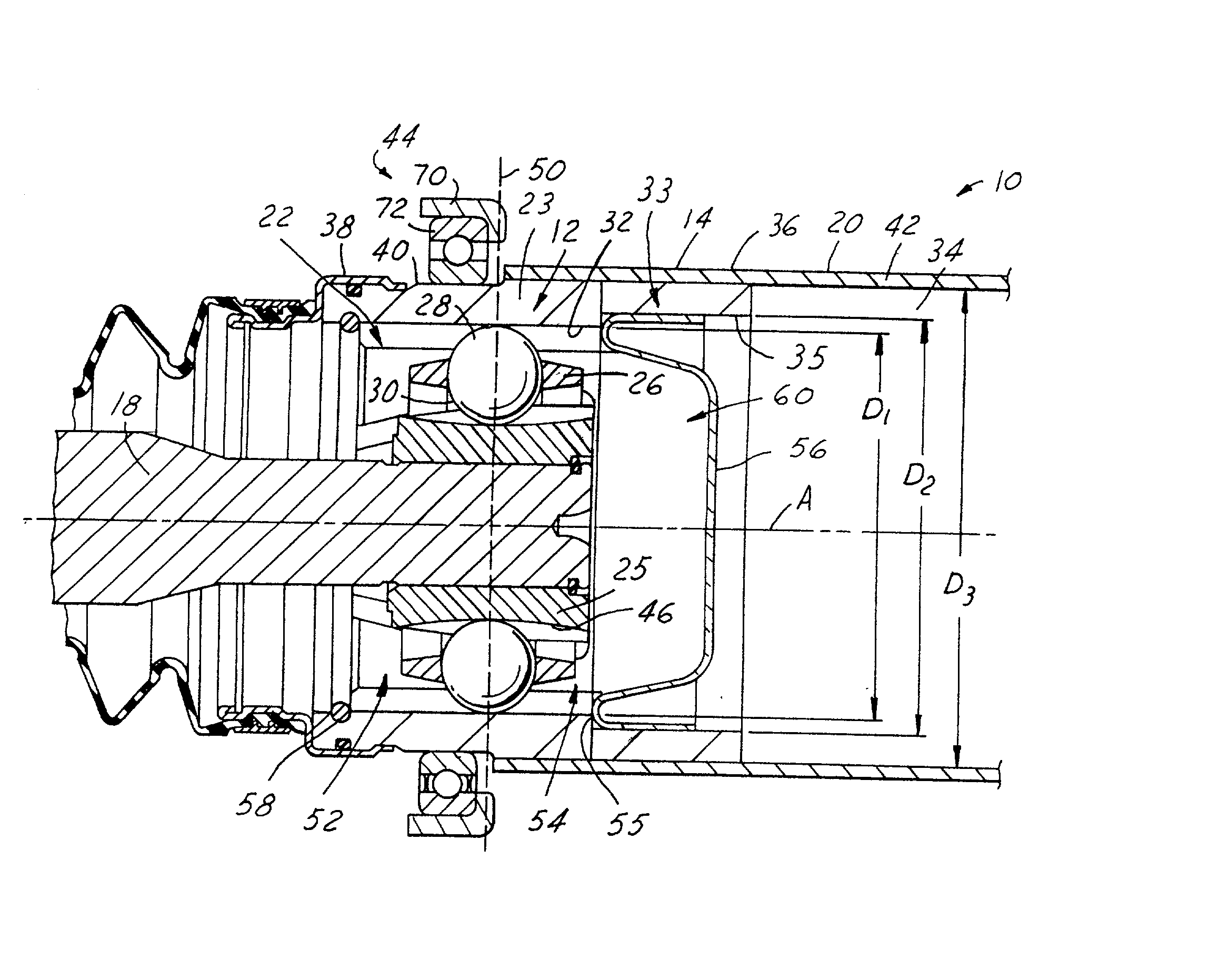 Crash optimized plunging CV joint