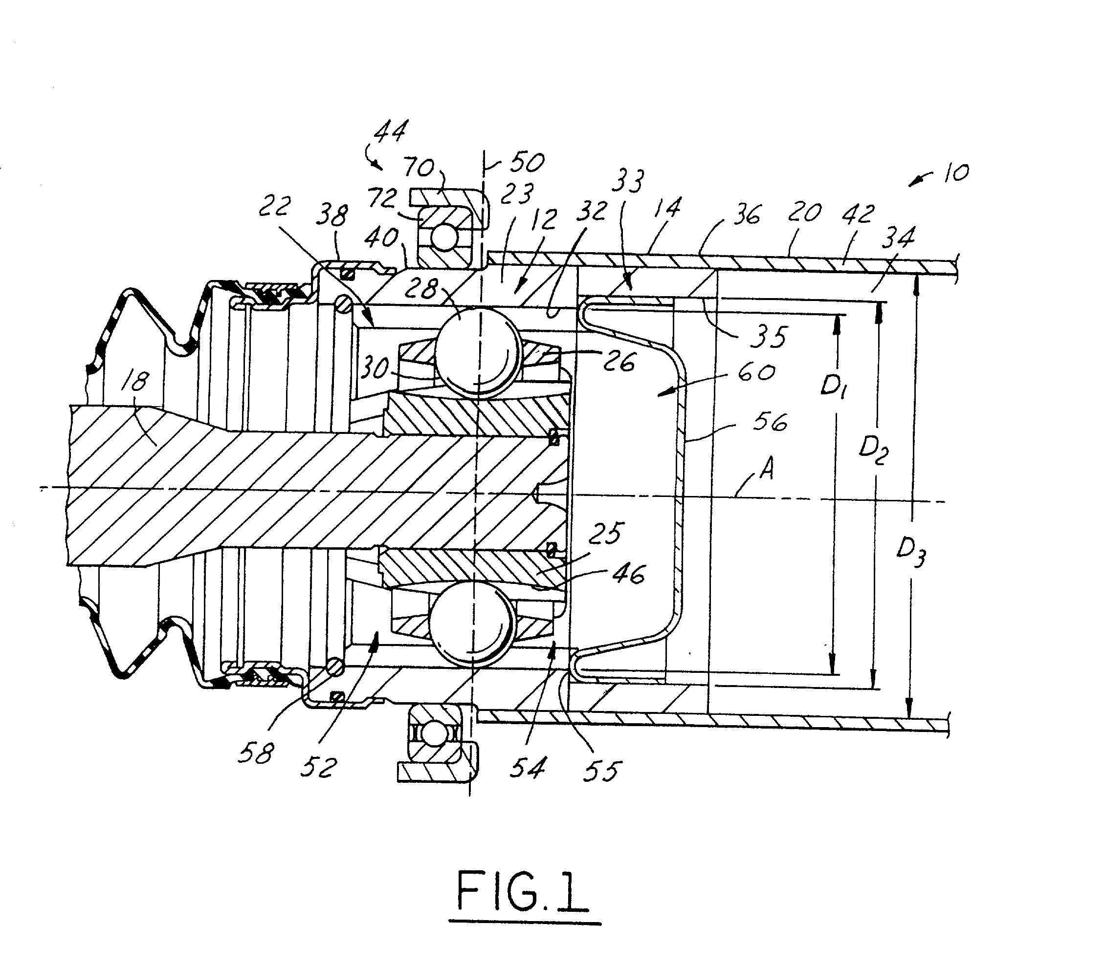 Crash optimized plunging CV joint