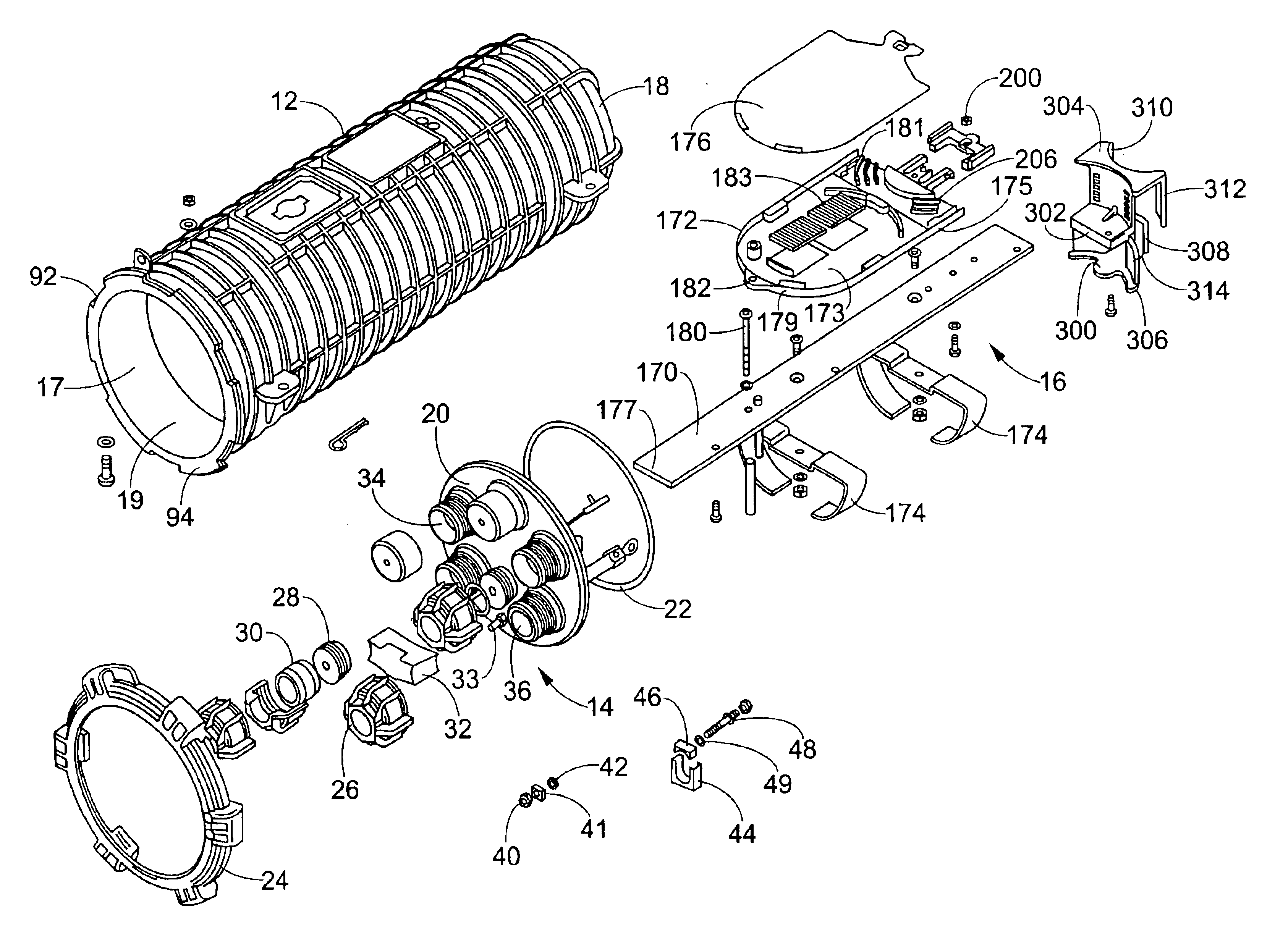 Fiber optic cable closure and assembly