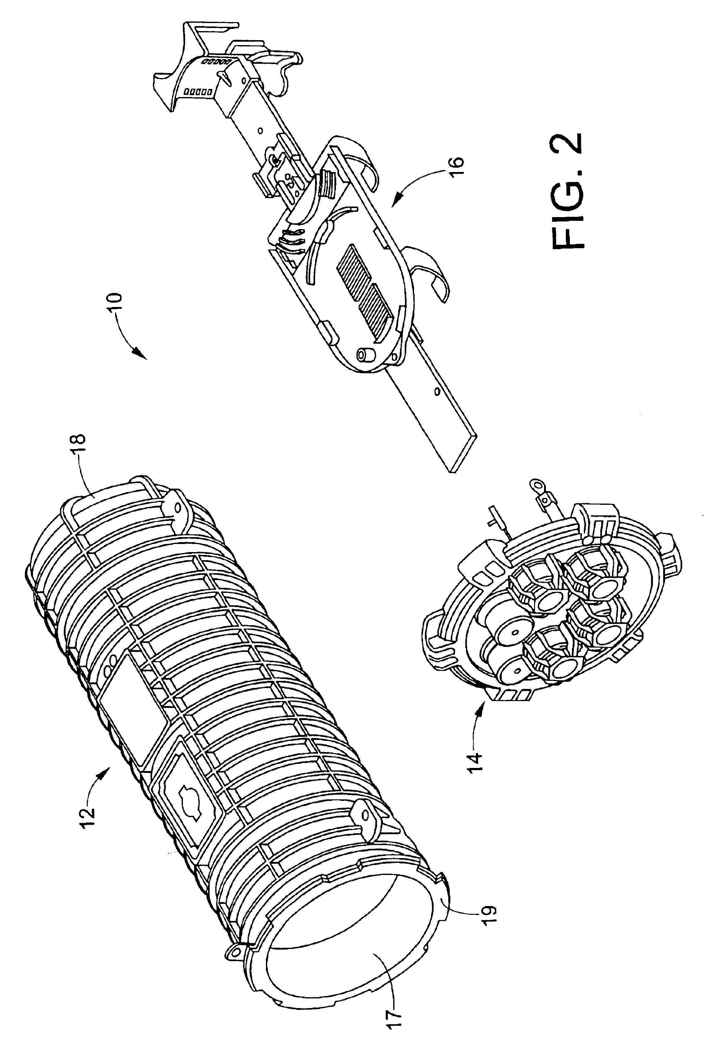 Fiber optic cable closure and assembly