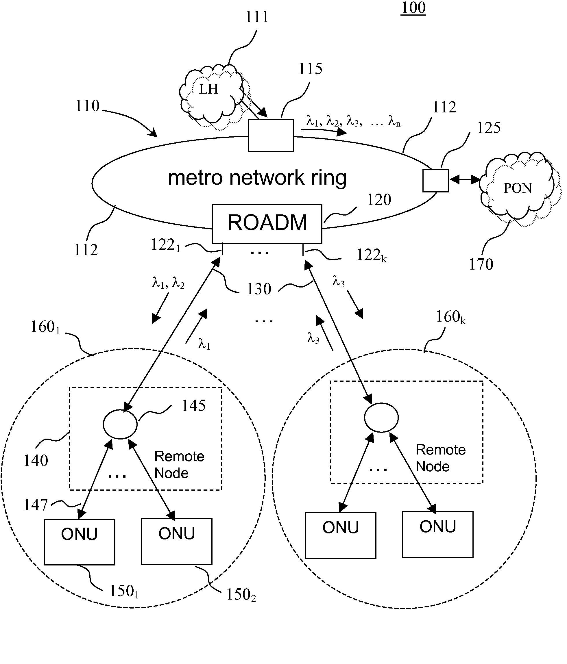 Wavelength reconfigurable optical network