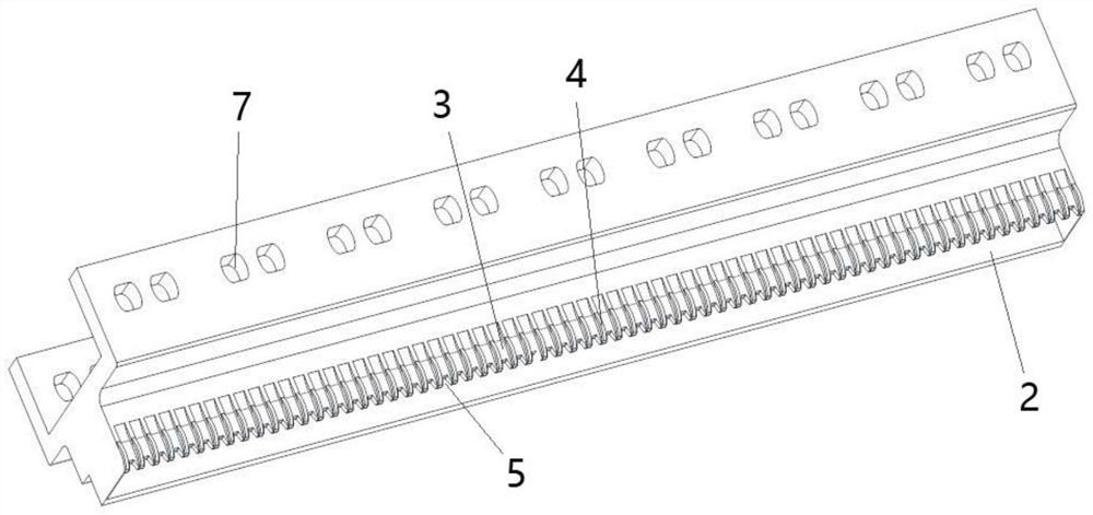 Cleaning scraping strip with water passing structure