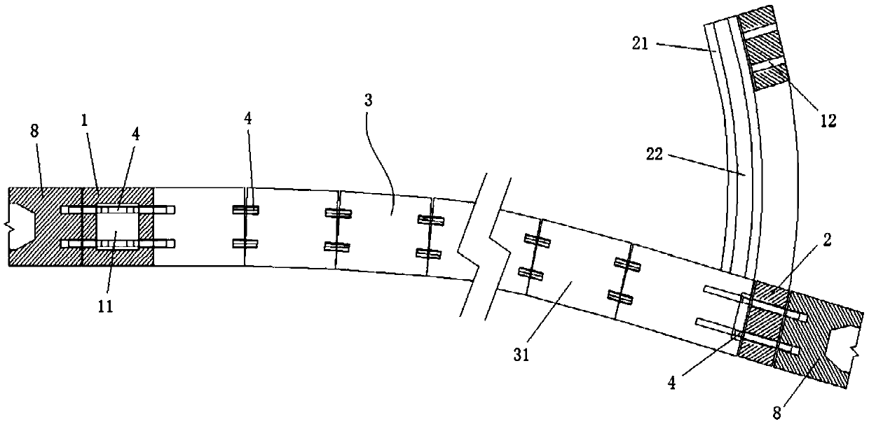 Side-hung type viaduct rail transit turnout system