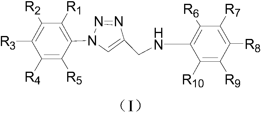 Deuterium labelled 1-substituted phenyl-4-substituted anilinomethyl-1,2,3-triazole derivatives as well as preparation method and application thereof