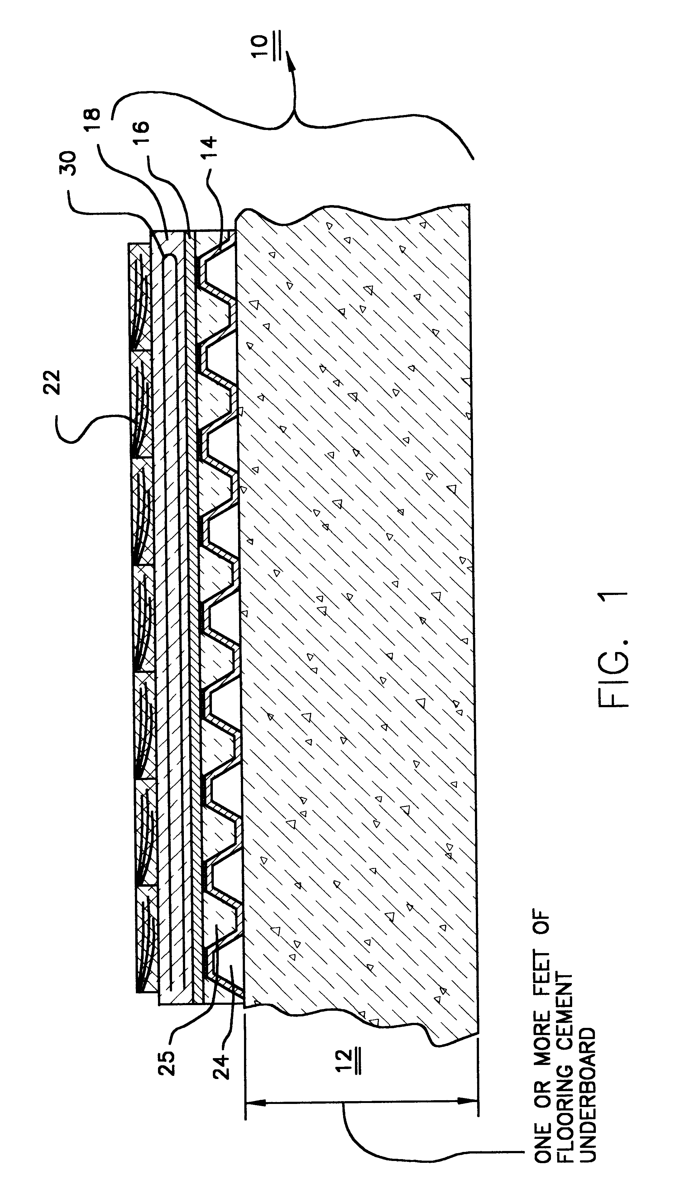 Radiant floor heating system with reflective layer and honeycomb panel