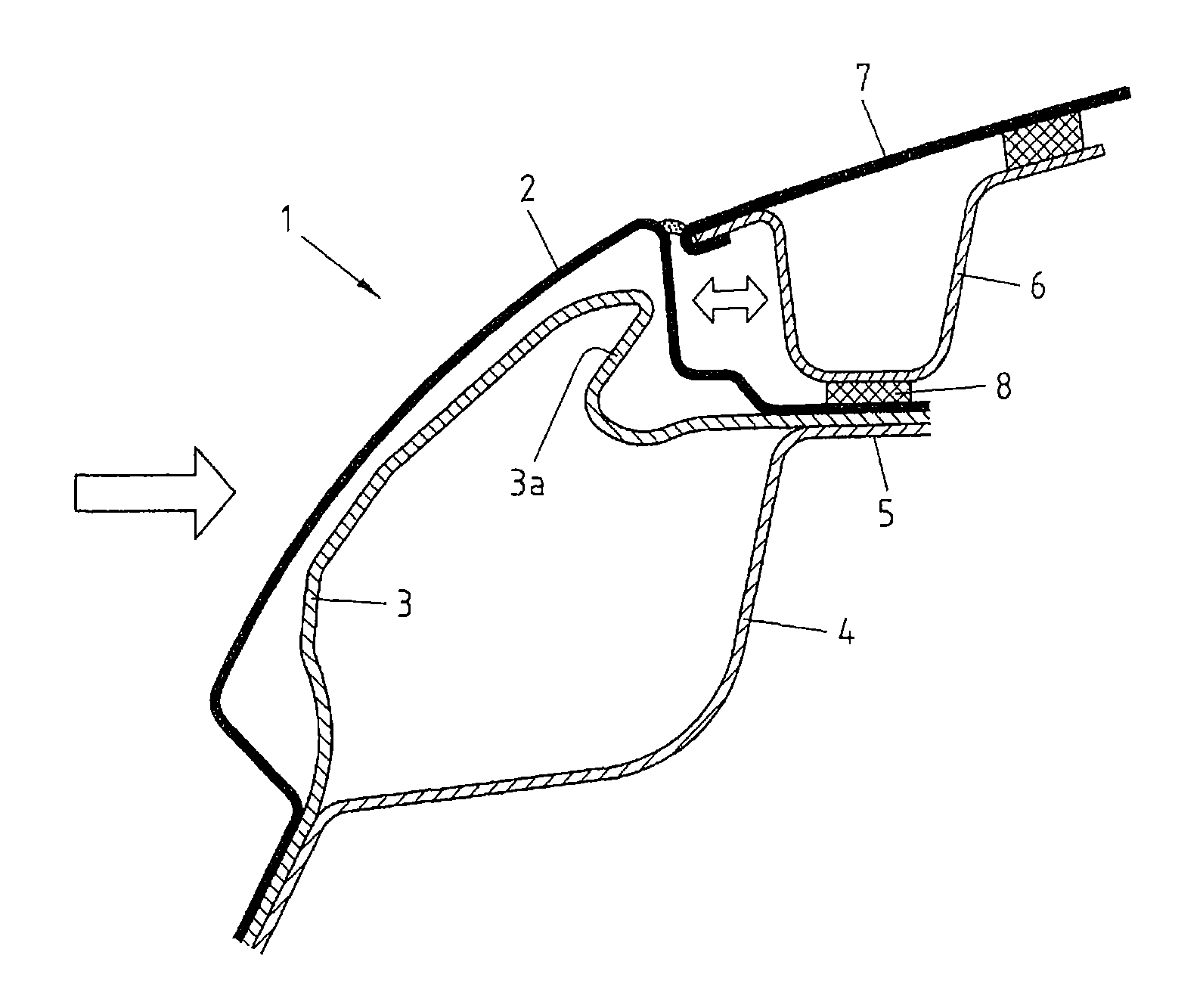 Roof construction of a vehicle body