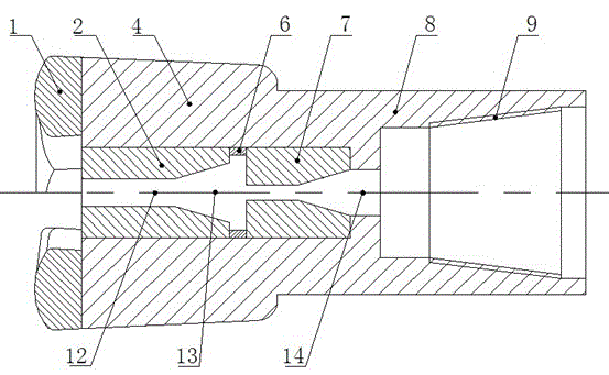 Coal mine underground self-suction abrasive jet flow drill bit and drilling method