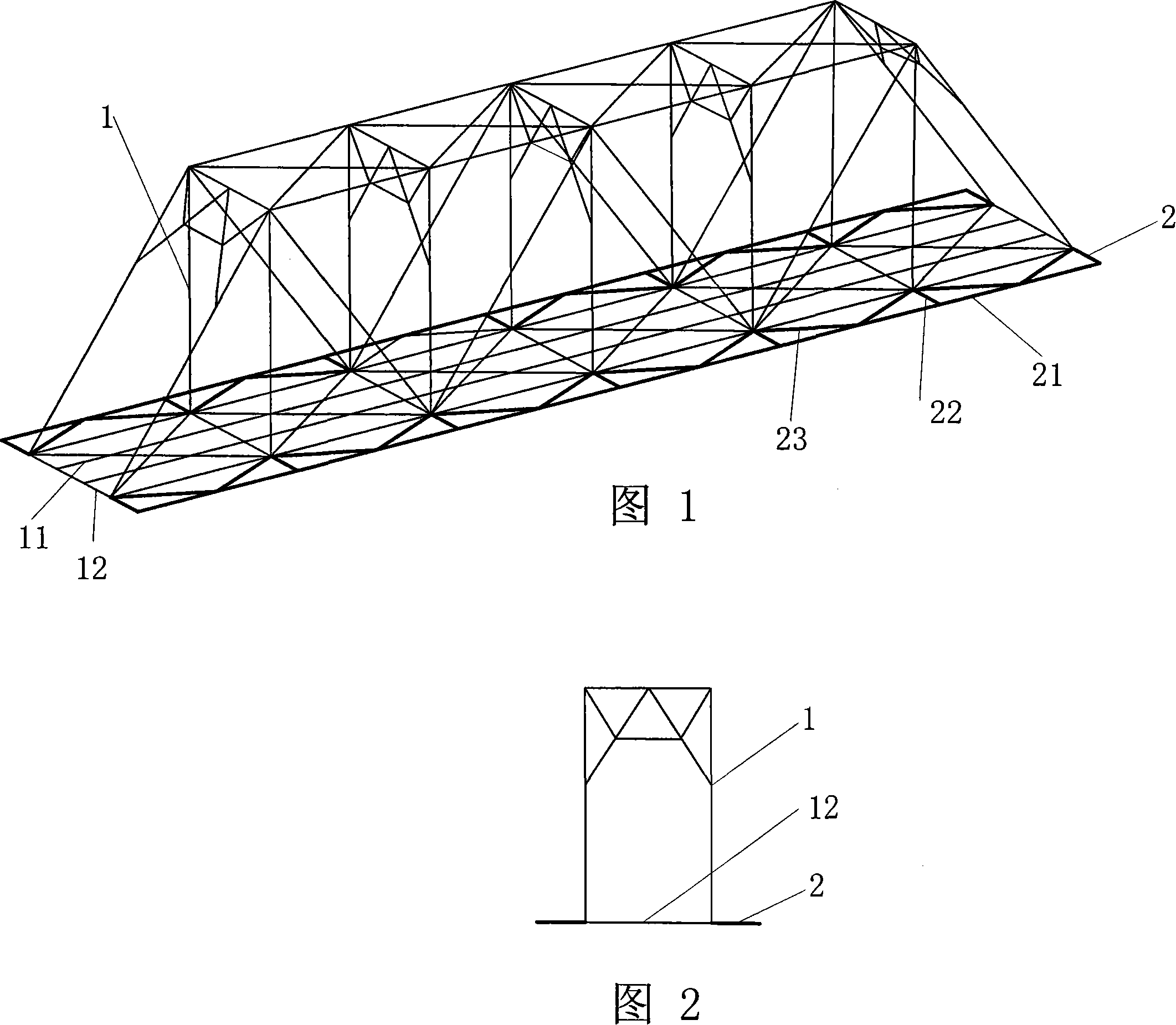 Steel truss of through bridge