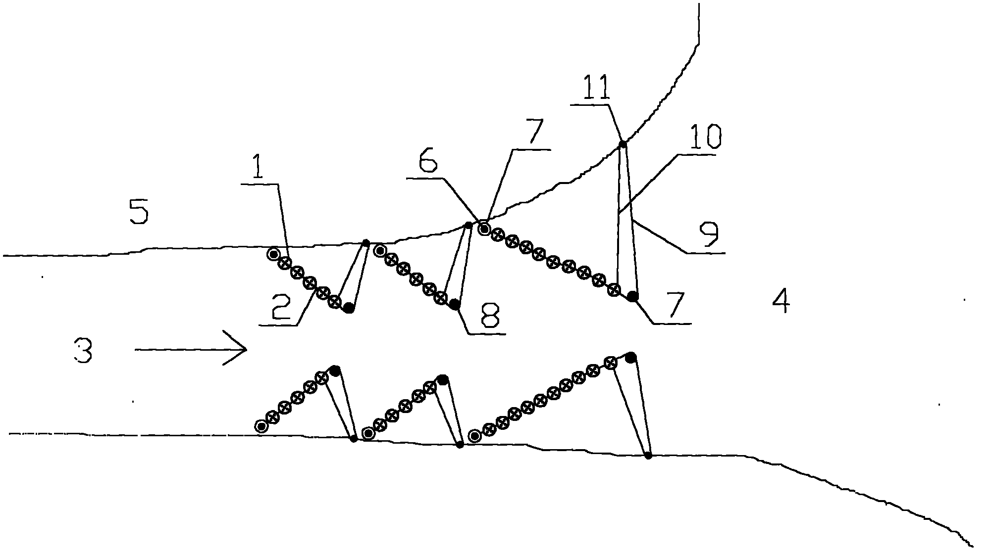 Movable type plant floating island chain applicable to estuary of lake