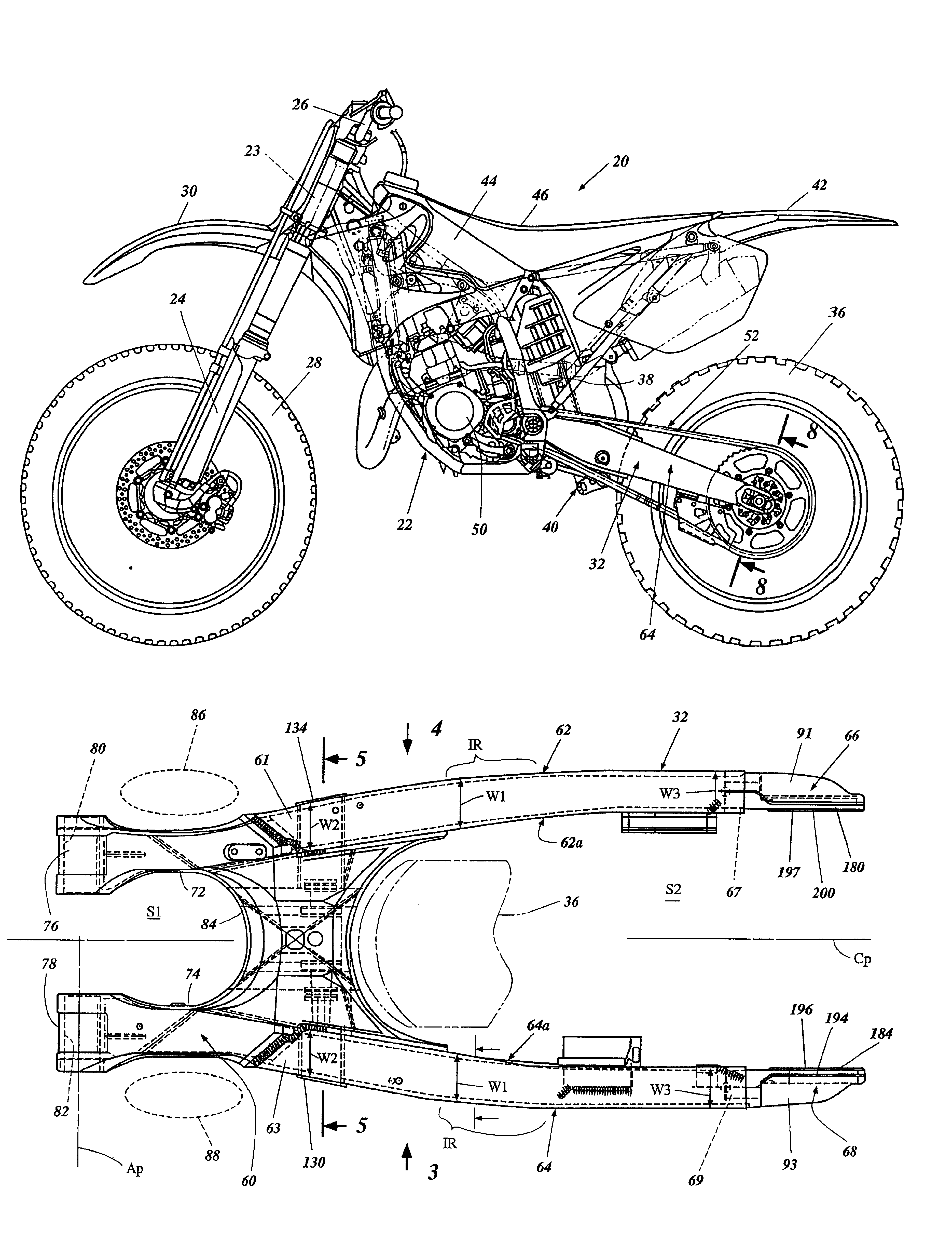 Motorcycle rear suspension swingarm assembly