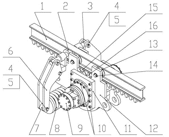 Mining monorail crane rack rail driving device