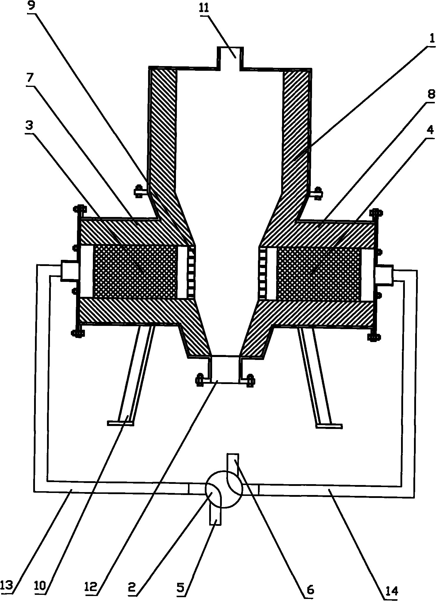 High-temperature solid fuel gasification device