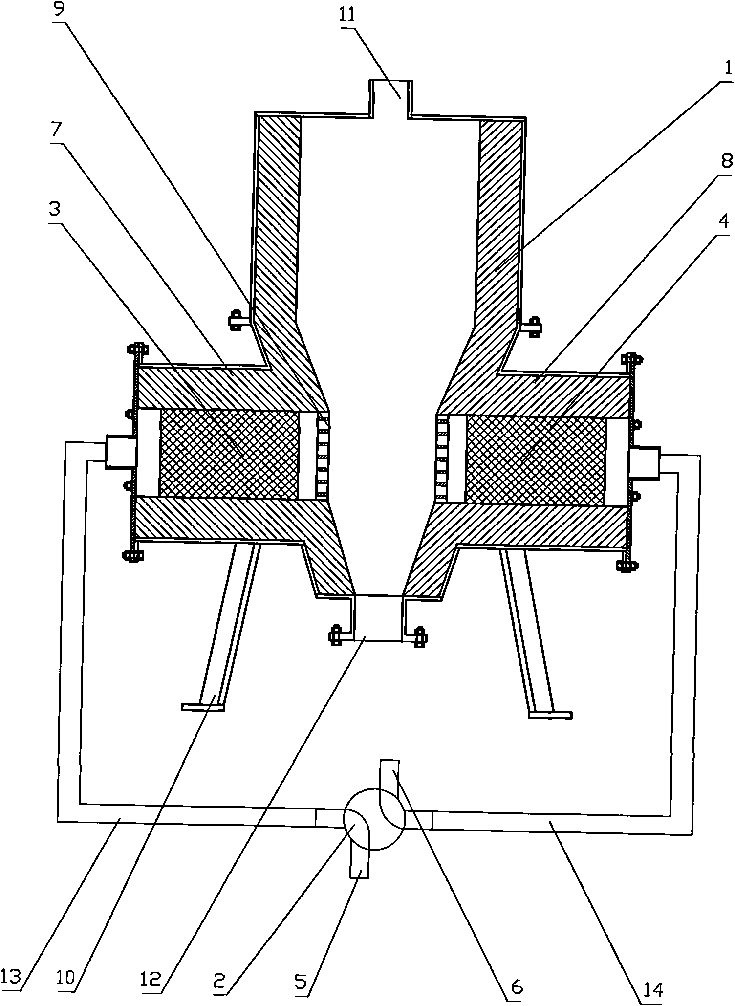 High-temperature solid fuel gasification device