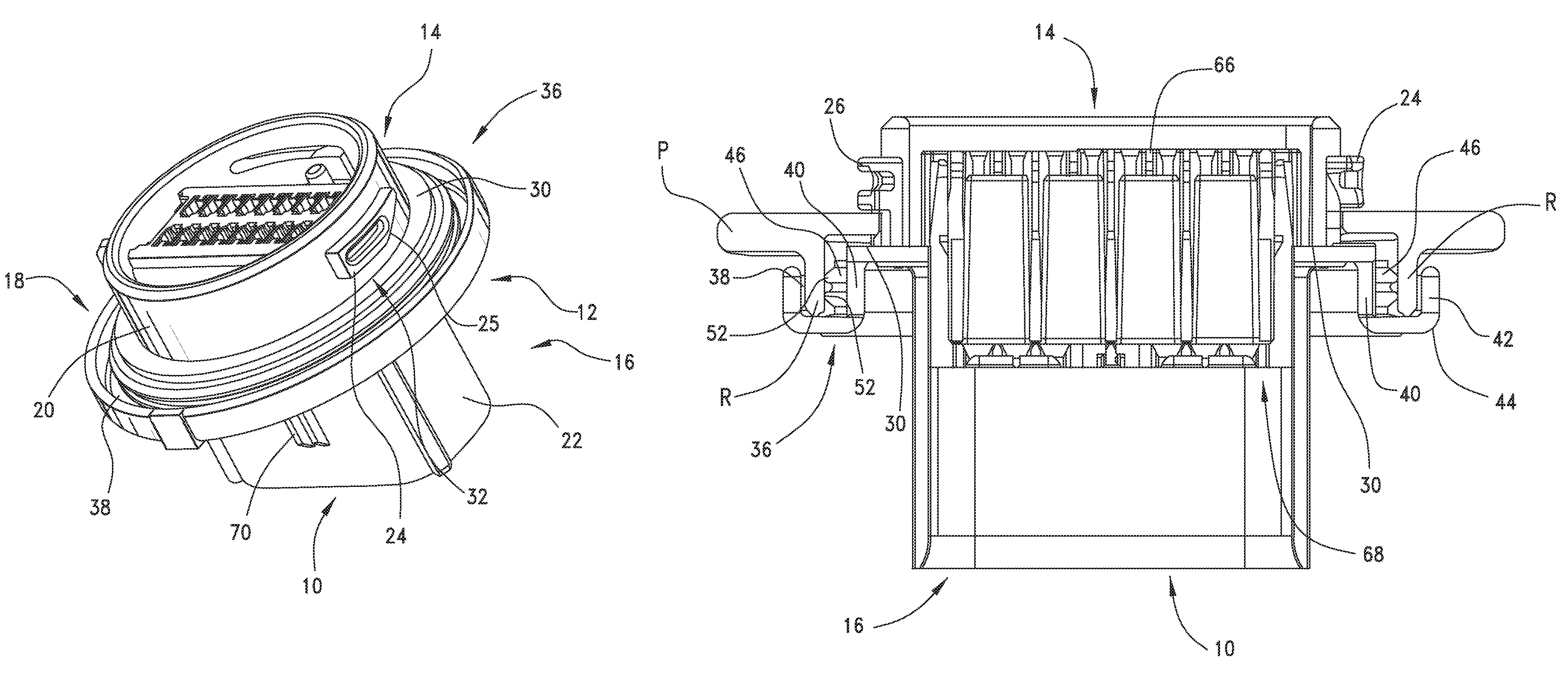 Feed through panel connector with seal