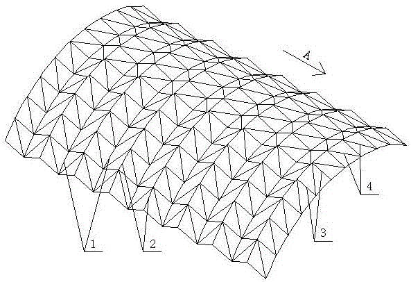 Fold line type single-layered cylindrical latticed shell structure