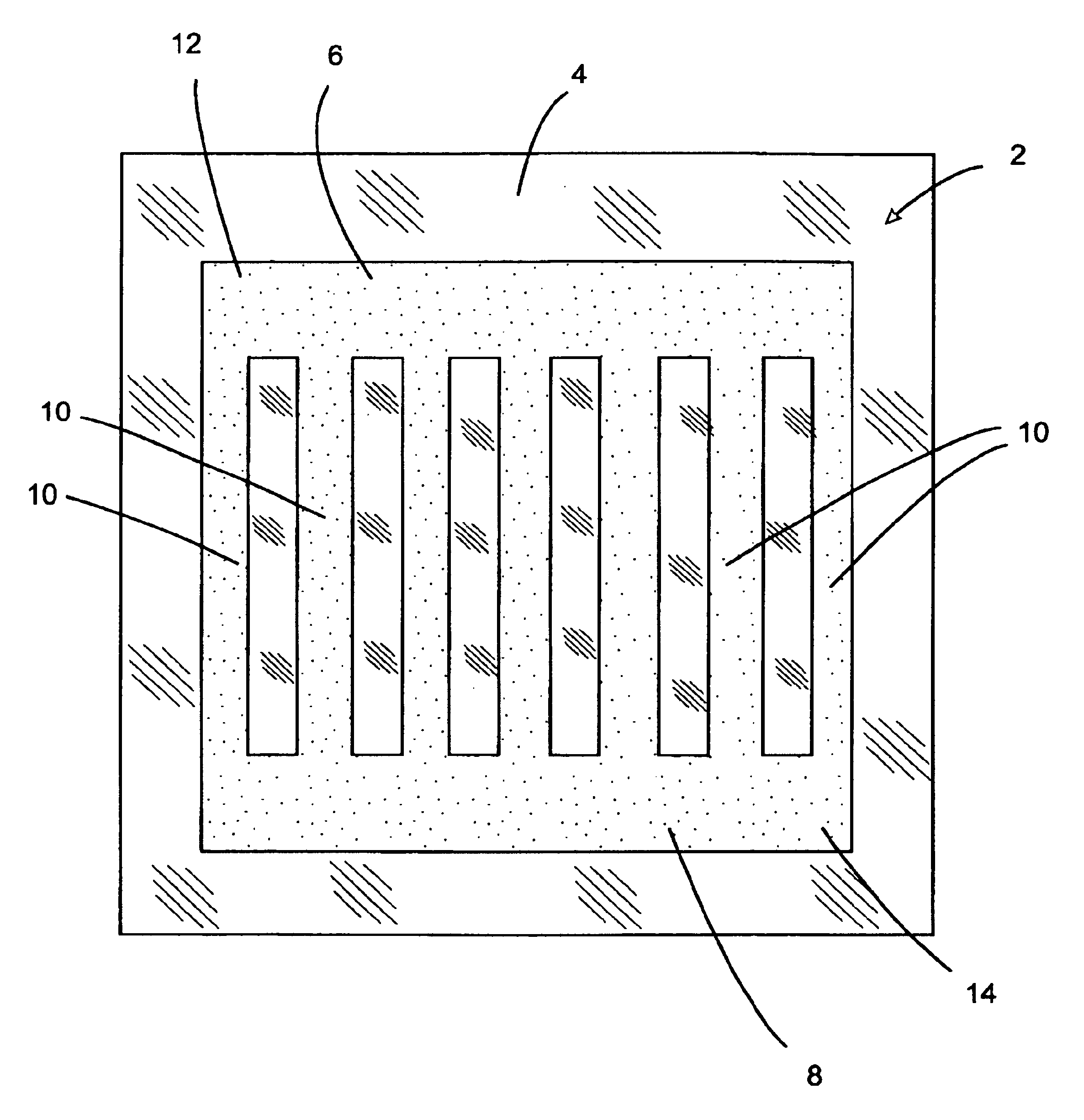 Heating elements deposited on a substrate and related method