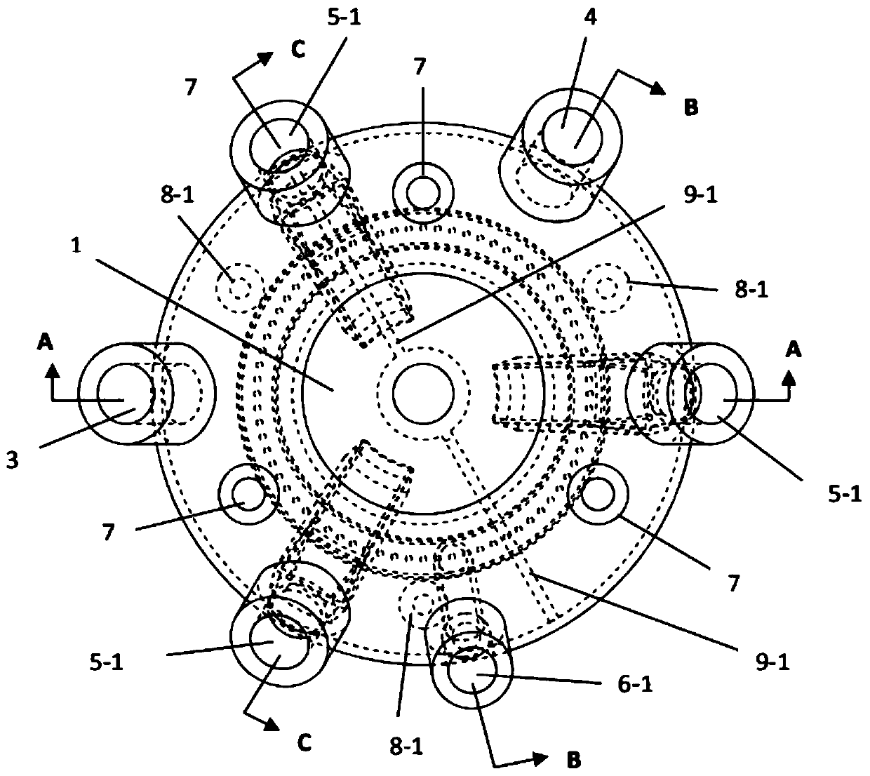 Integrated type laser-cladding coaxial powder feeding spray nozzle