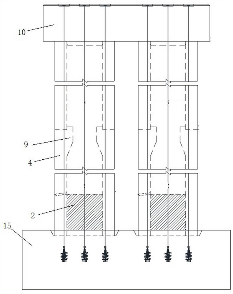 Prestress connecting device of railway prefabricated assembly type bridge pier