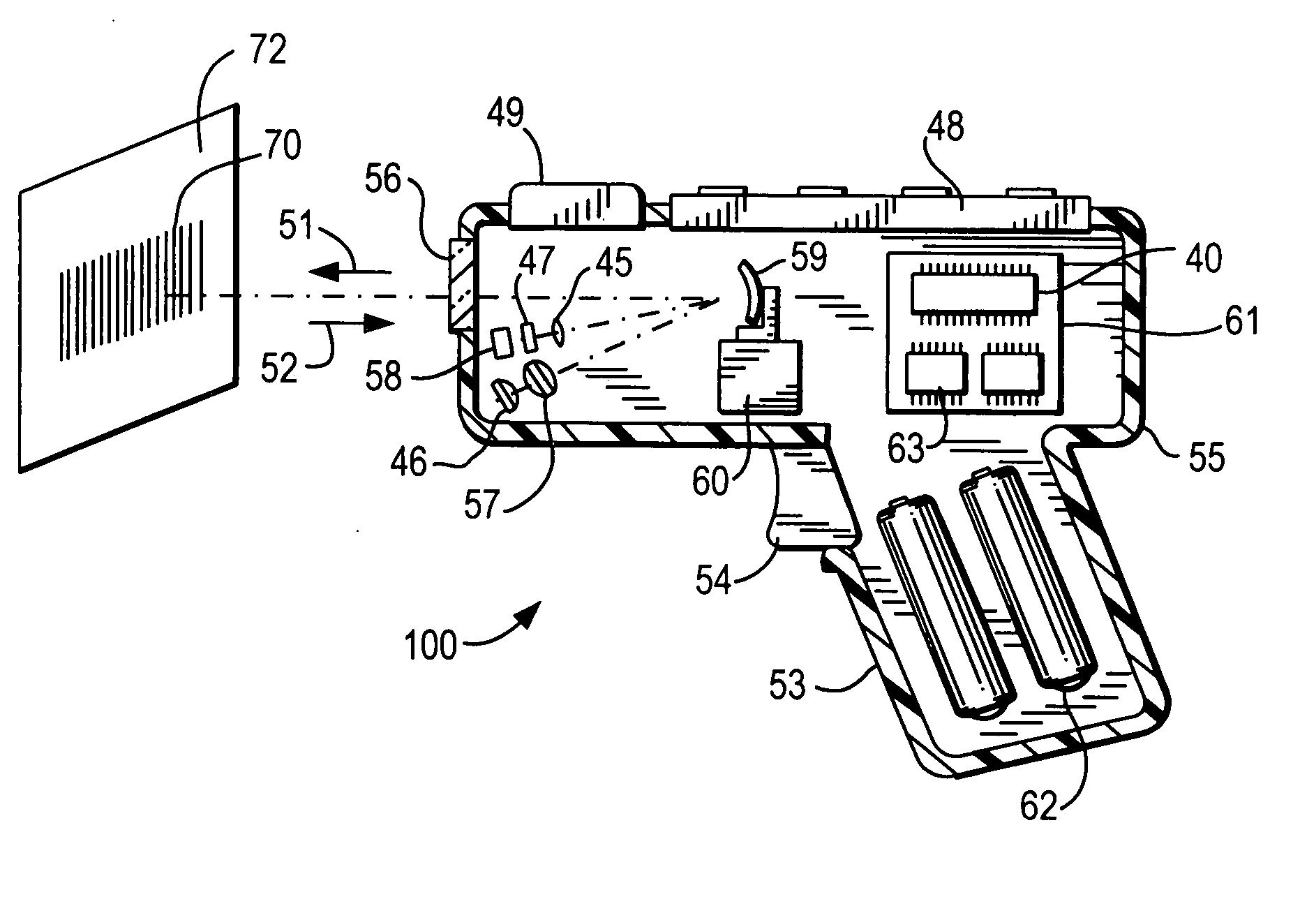 Light collection assembly with self-retaining lens in electro-optical reader