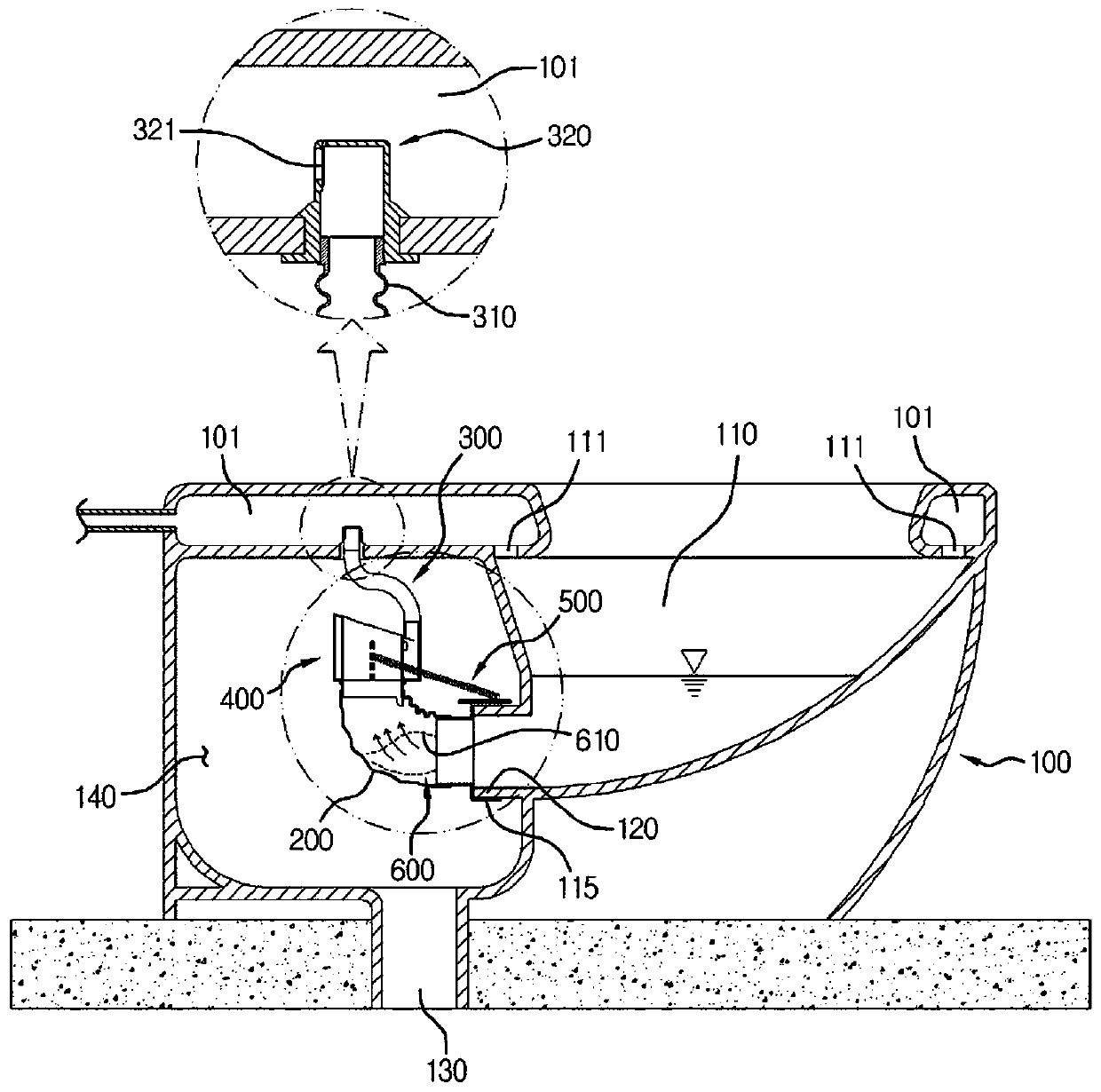 Sewage discharge device of variable water-saving toilet